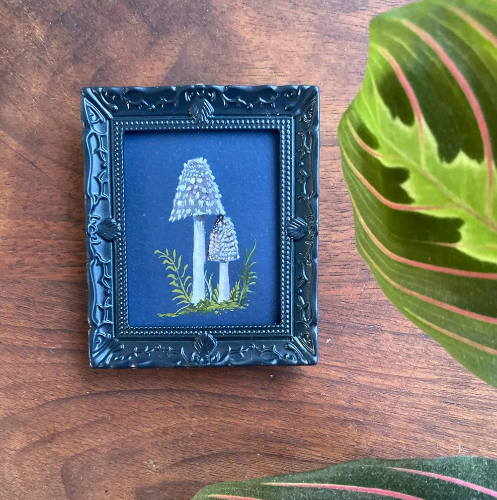 Shaggy Inkcap Mushroom Mini Art