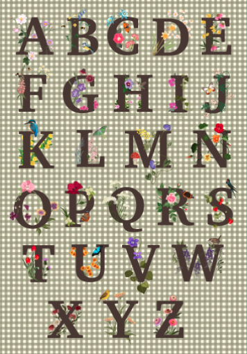 Alphabet sample on green gingham