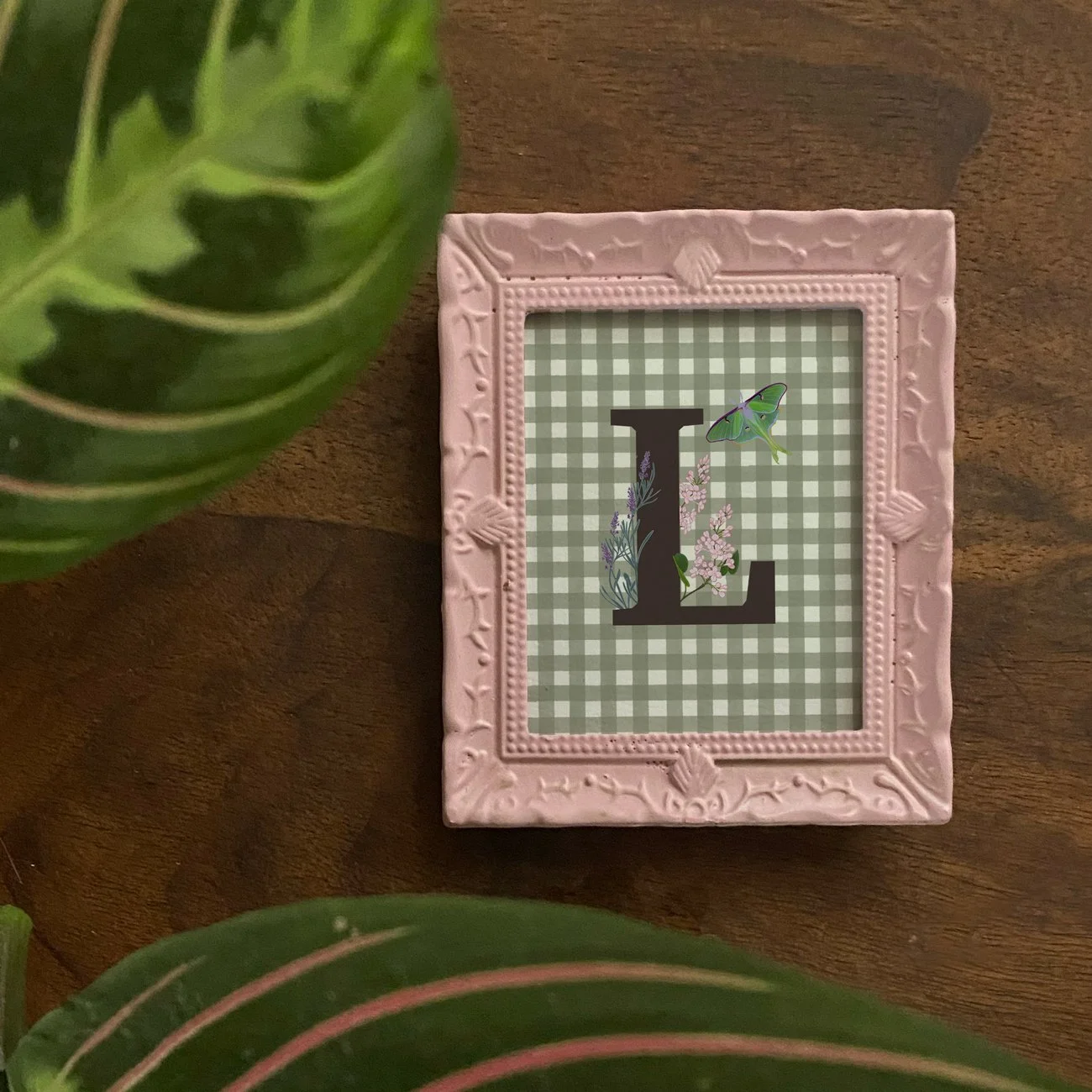 Pink Frame with Green Gingham