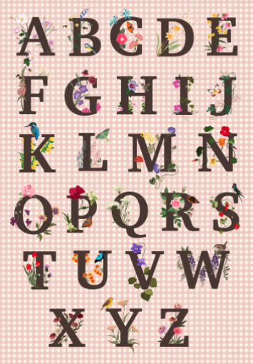 Alphabet sample on pink gingham
