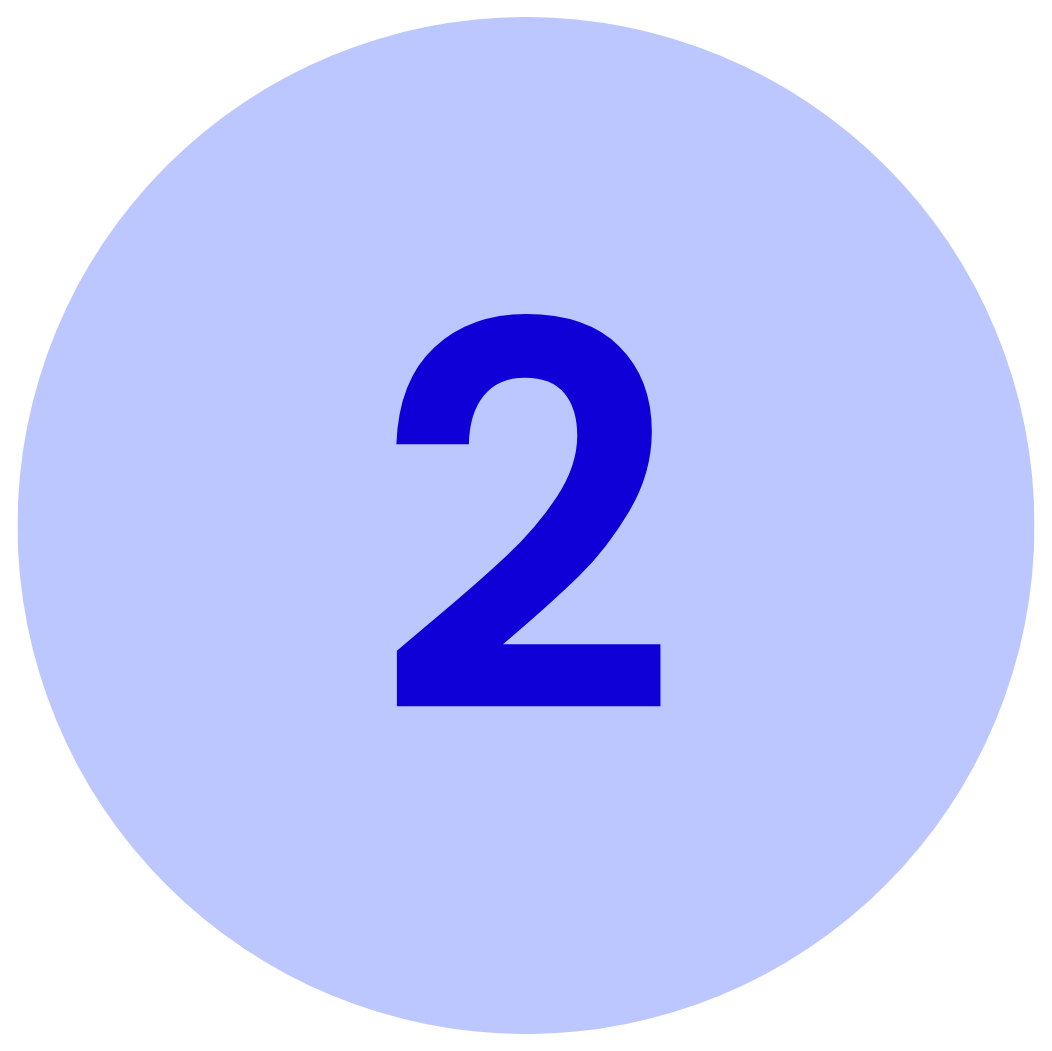 Blue circular countdown timer with the number two displayed prominently in the center.