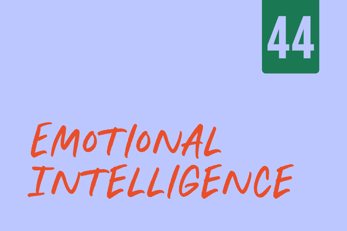 Cover of a book titled 'Emotional Intelligence' with the number 44 in the top right corner on a light purple background.