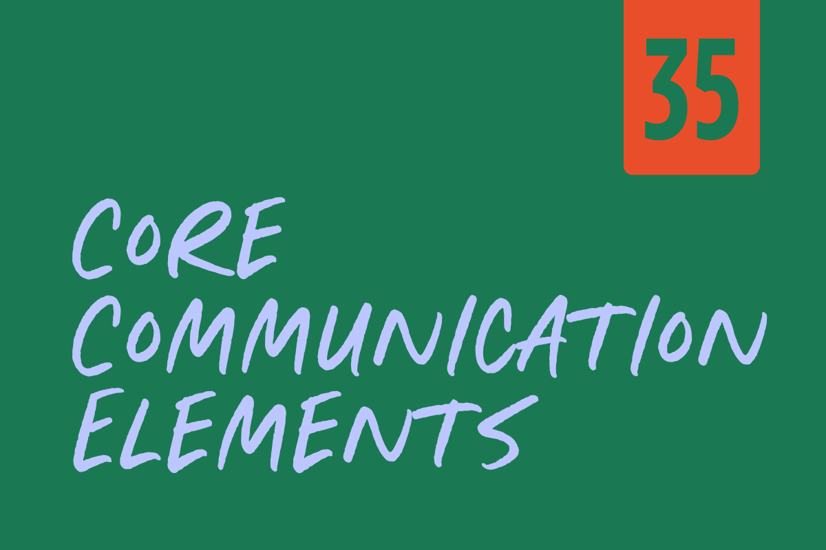 Book cover titled "Core Communication Elements" with the number 35 in the top right corner.