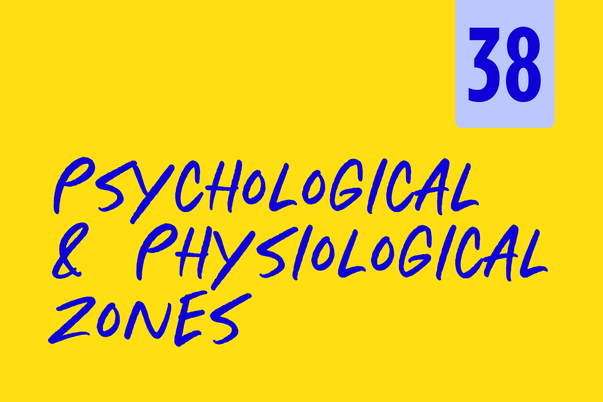 Title slide with yellow background that reads 'Psychological & Physiological Zones' and a blue box in the top right corner with the number 38.