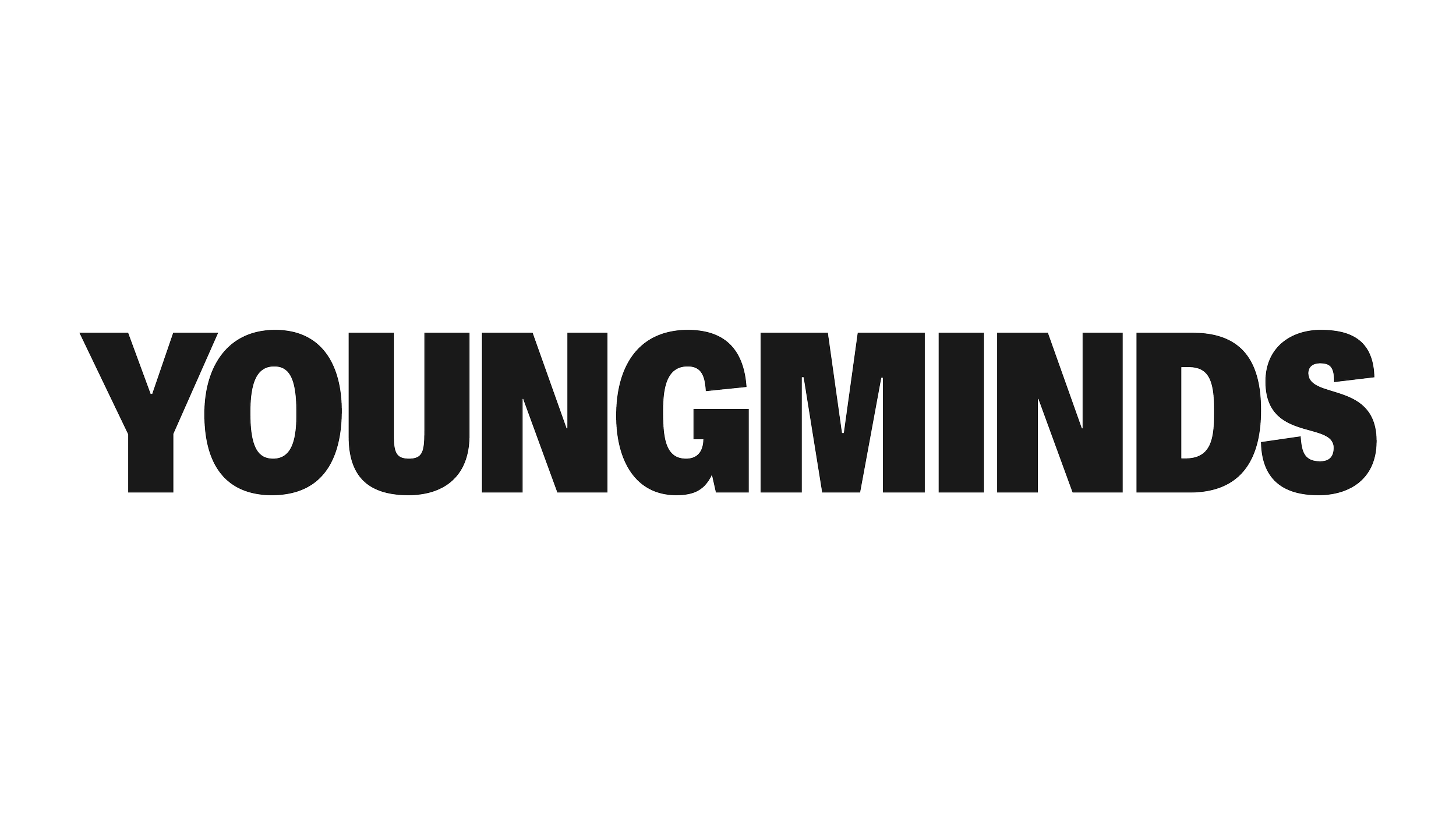The logo of YoungMinds featuring a black background with the words "YOUNG MINDS" in bold, capital letters.