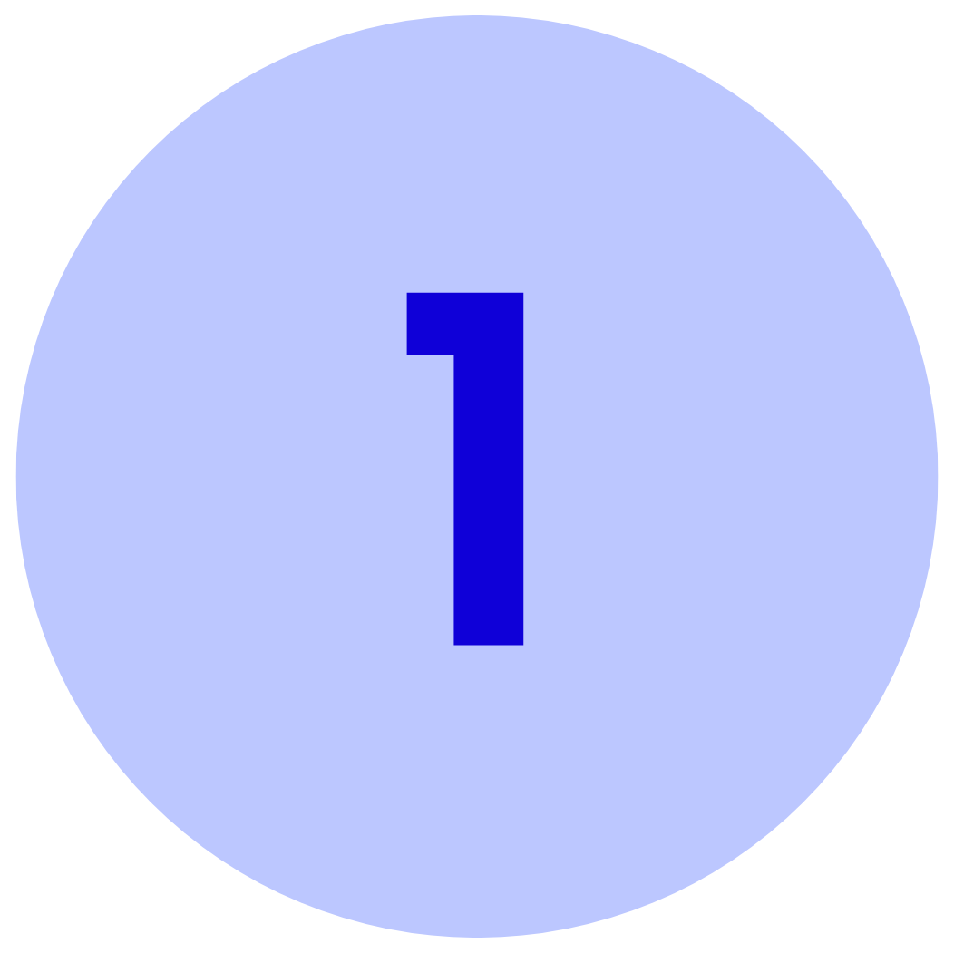 Blue circular countdown timer with the number one in the center.