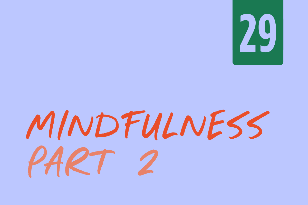 Cover slide for a presentation titled 'Mindfulness Part 2' with the number 29 in a green box at the top right corner.