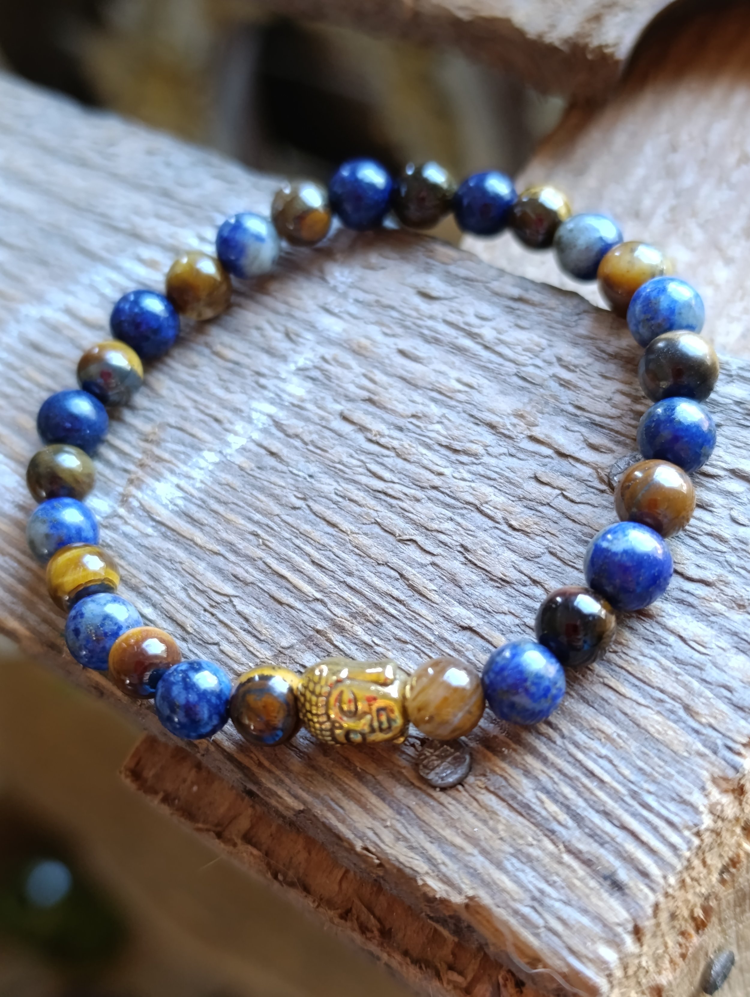 Bracelet lapis lazuli et oeil de tigre "Lâcher prise" 6mm