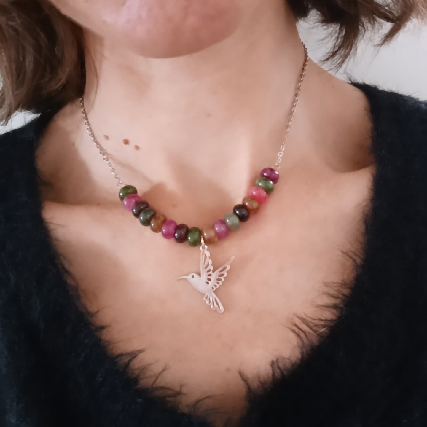 Collier Oh Colibri tourmaline colorée