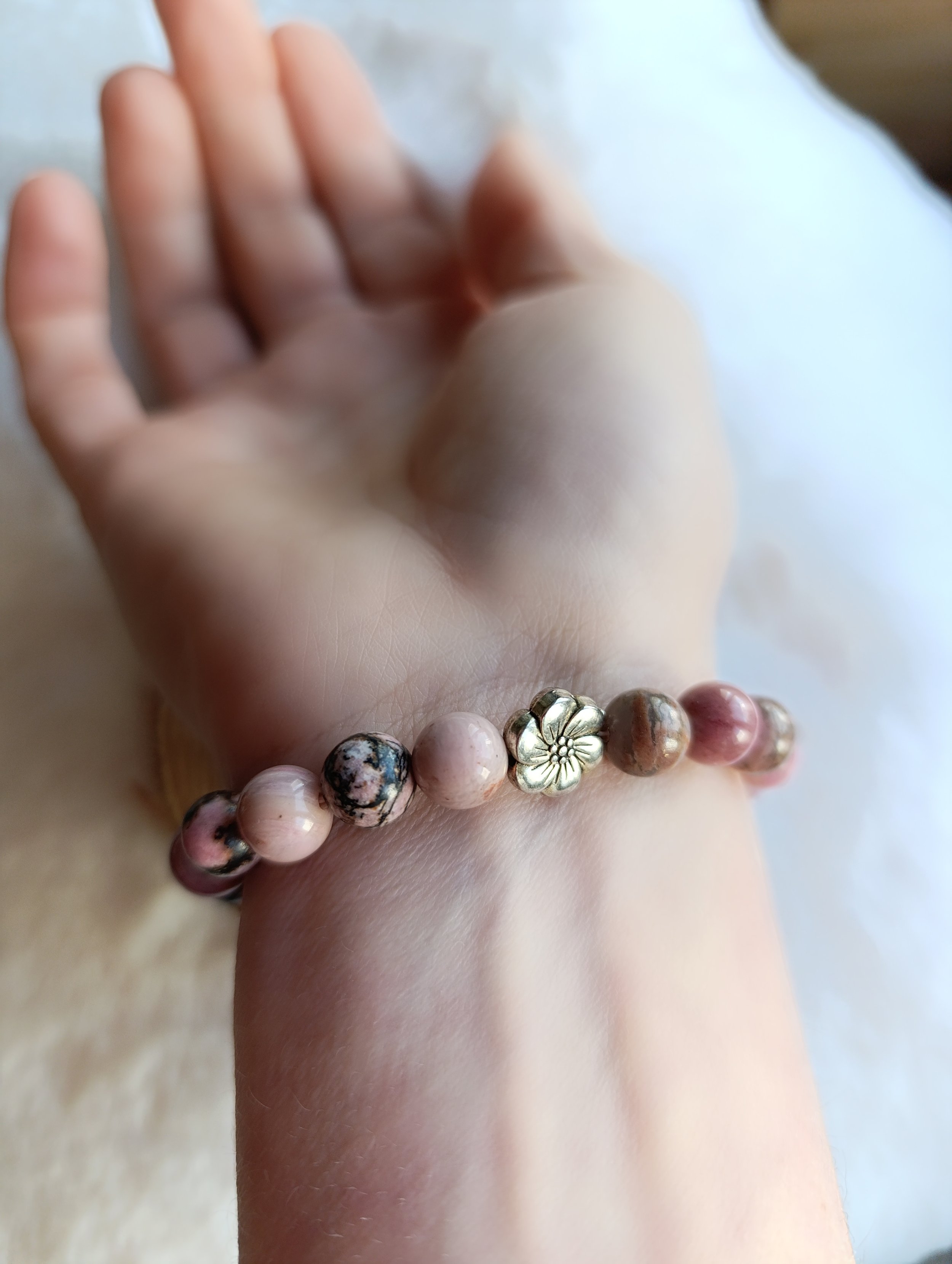 Bracelet rhodonite et rhodochrosite "Amour de soi" 8mm
