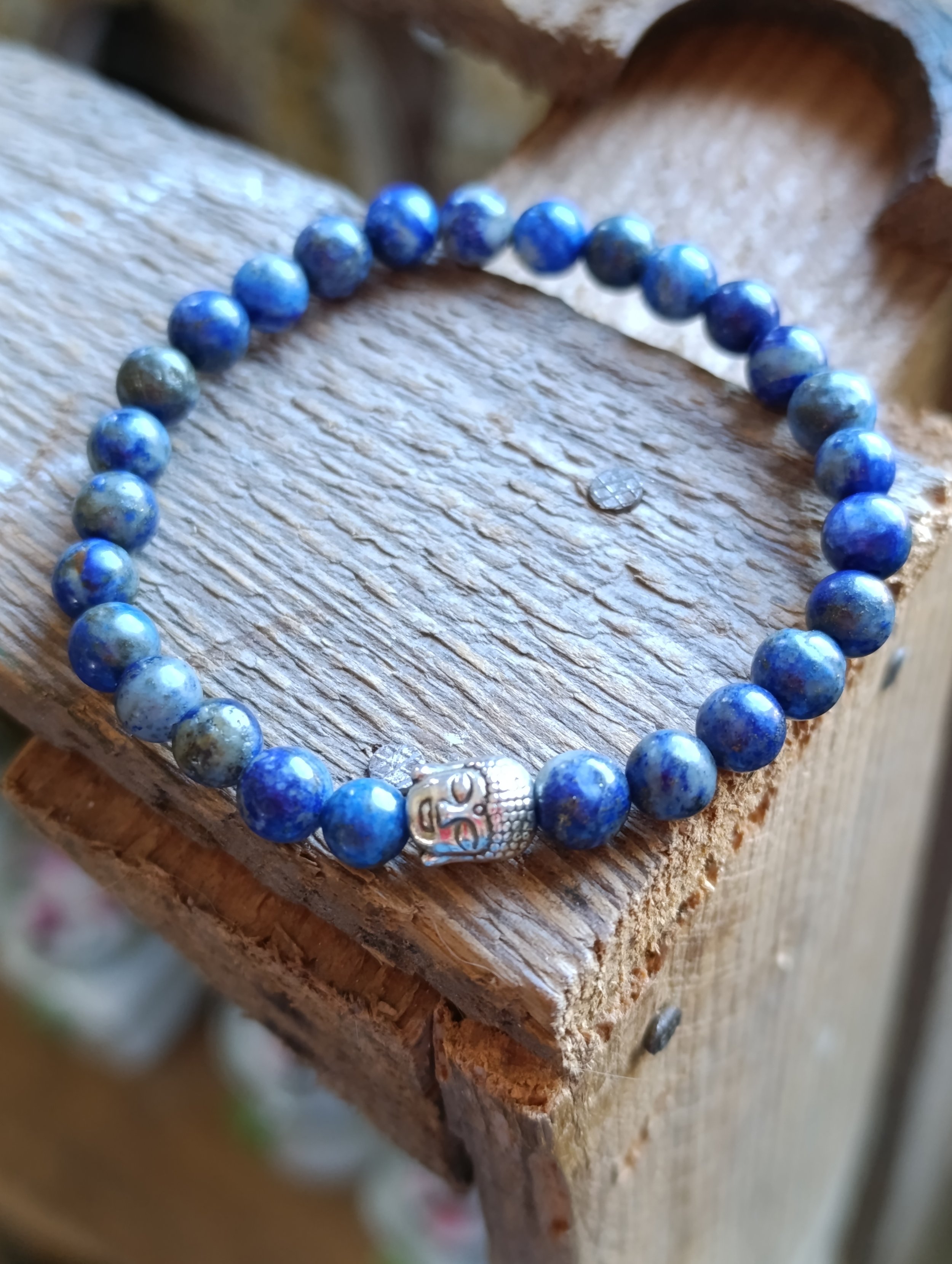 Bracelet en lapis lazuli 6 mm bouddha