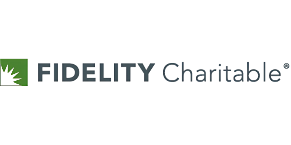Logo for Fidelity Charitable with a green square containing a white starburst on the left and the words 'Fidelity Charitable' in stylized font.