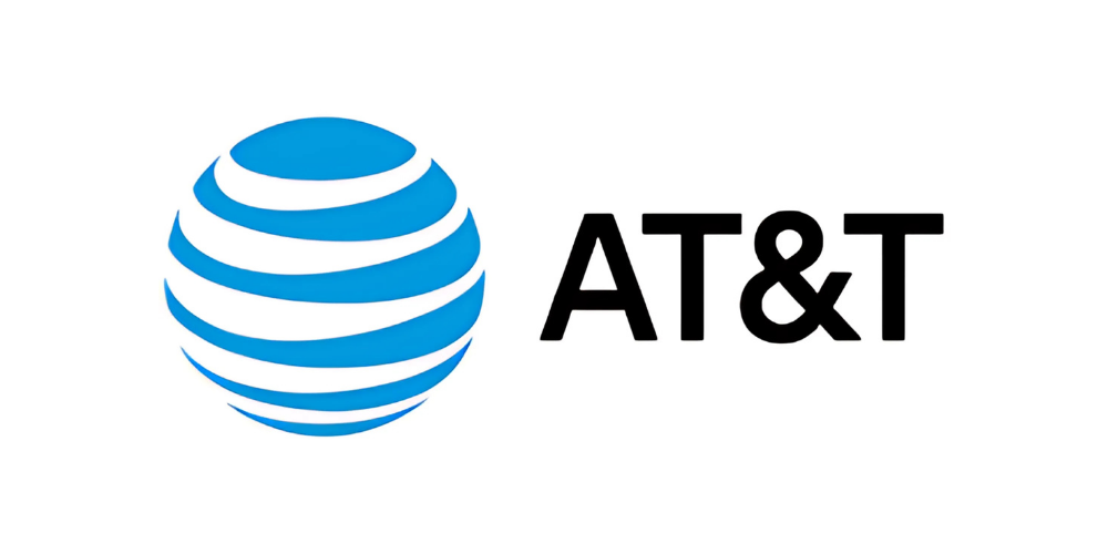 AT&T logo with a blue globe and black text