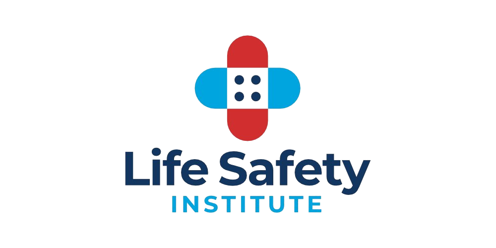Logo for Life Safety Institute with a red, blue, and gray cross and the words 'Life Safety Institute' below.