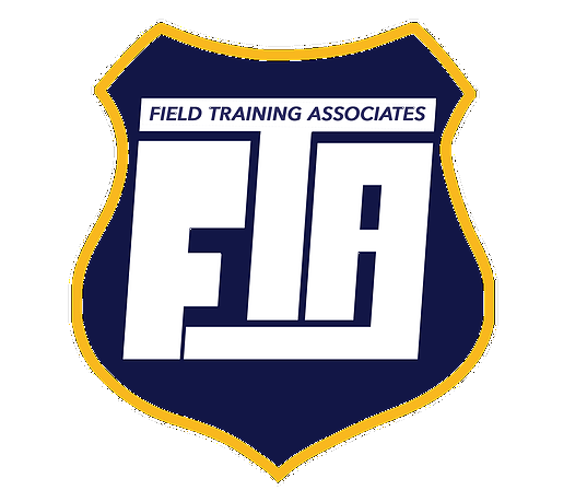 Badge with the text 'FIELD TRAINING ASSOCIATES' above a large stylized 'F T A' in white, outlined in navy blue and gold.