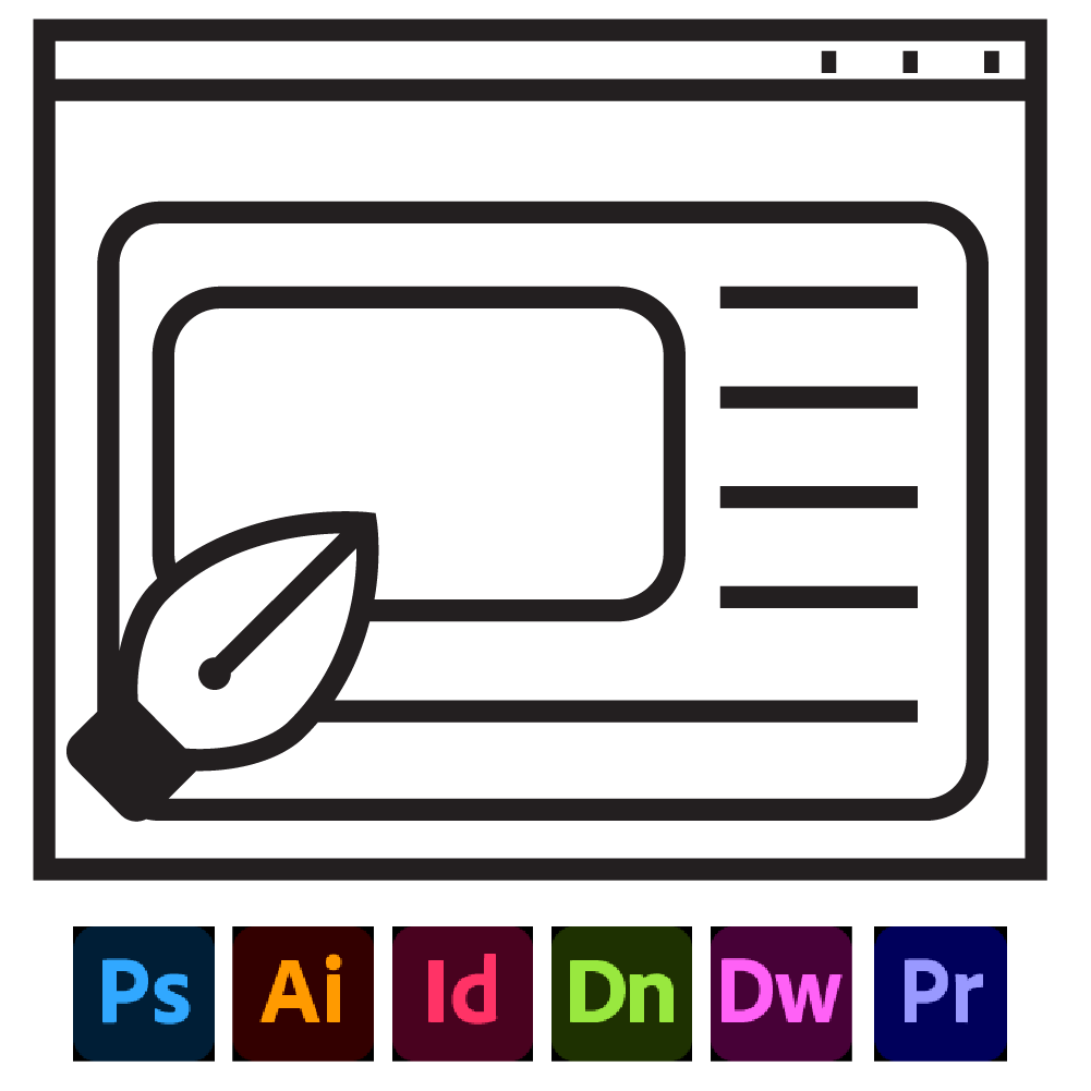 Icon of a computer screen displaying a web page, with a cursor and a leaf symbol, indicating eco-friendly or sustainable online content.