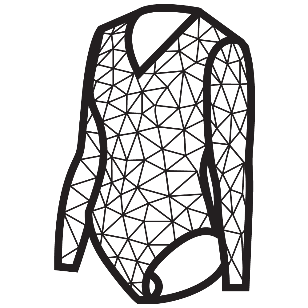 Line drawing of a men's suit jacket with a geometric pattern.