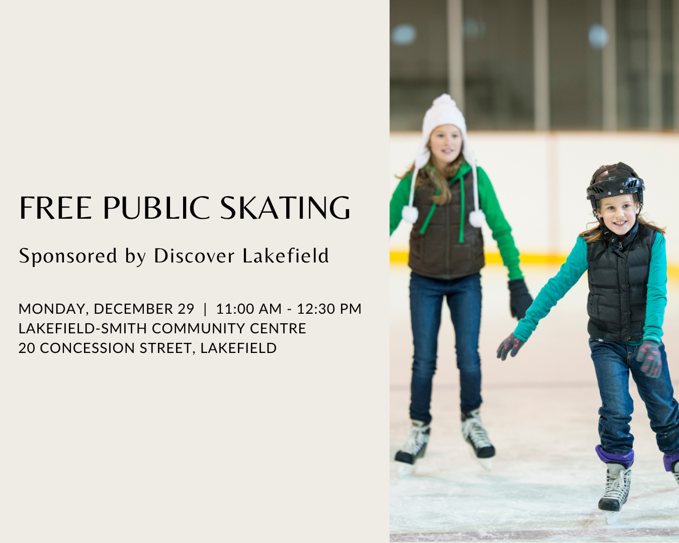 Free Public Skating Sponsored by Discover Lakefield