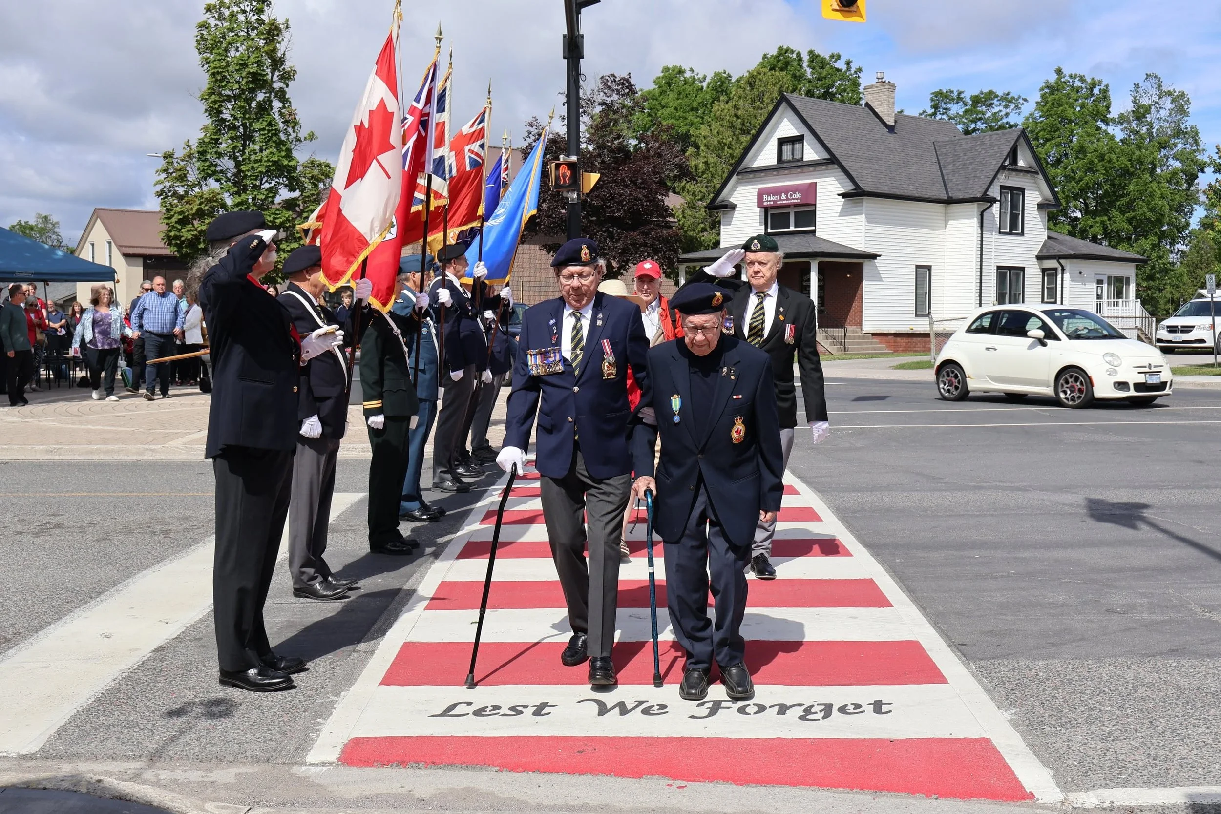 Local veterans honoured, memorial crosswalk in Lakefield unveiled