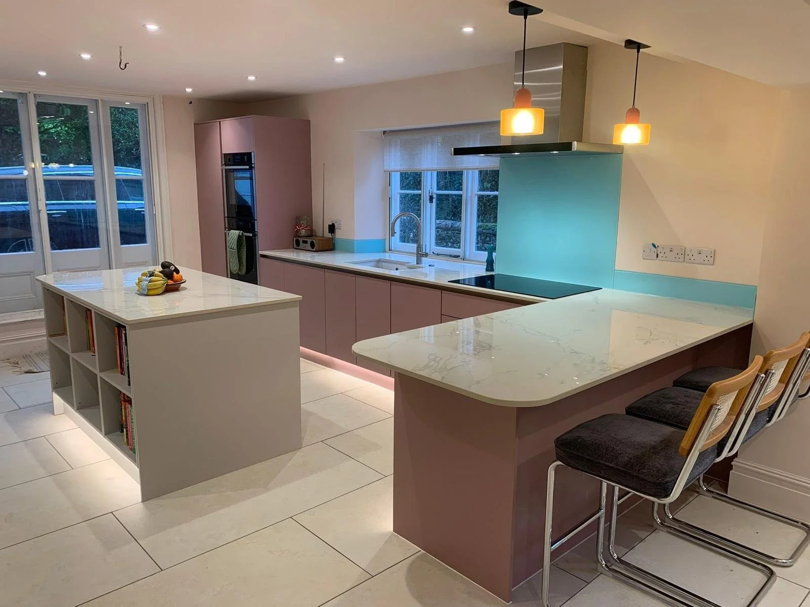 Professional porcelain kitchen floor tiling with 1200x600mm tiles and underfloor heating in winchester, Hampshire home Expert Kitchen Floor Tiling in Hampshire