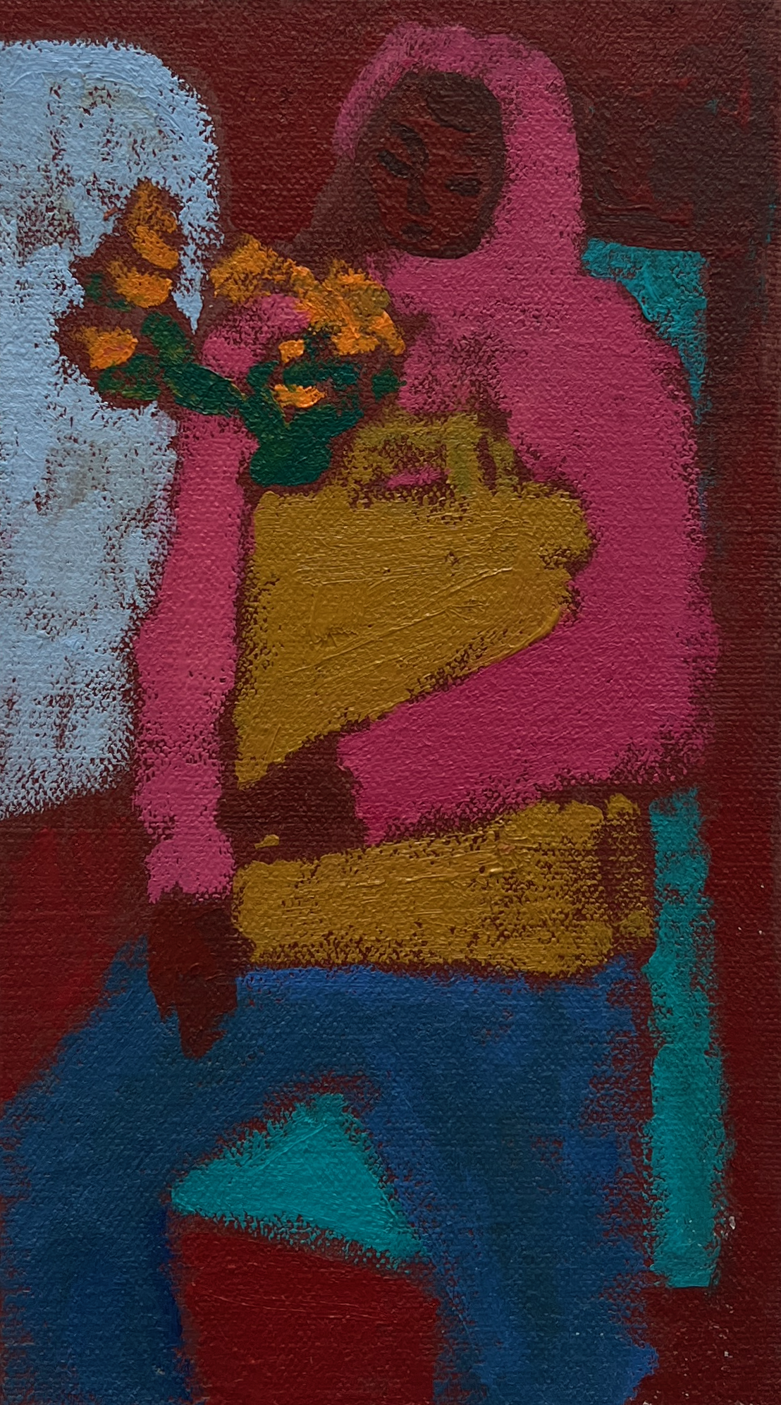 Bus Ride/February 13th, oil on mounted canvas, 7.5” x 4” 