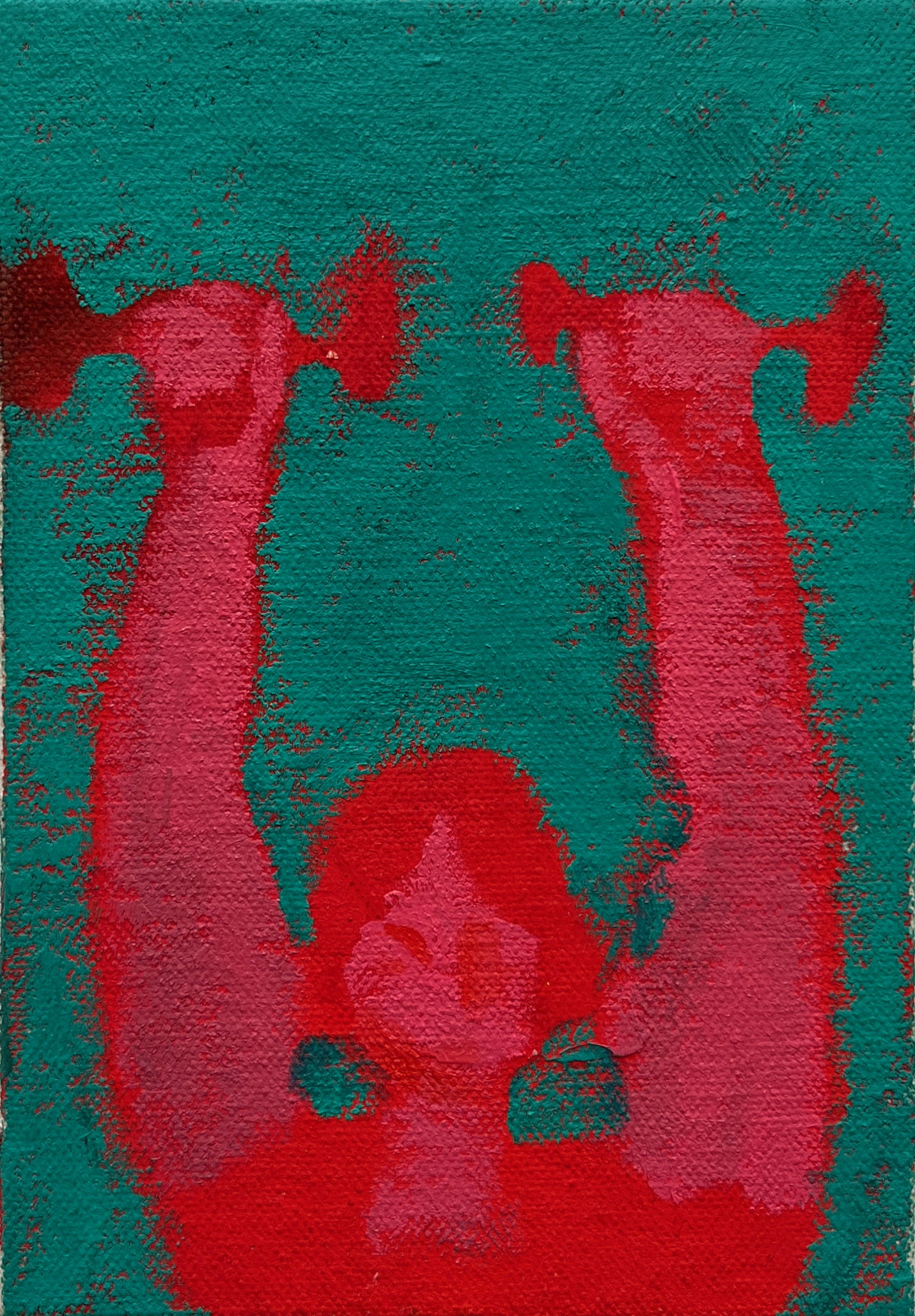 Push Day, oil on mounted canvas, 6” x 4” 