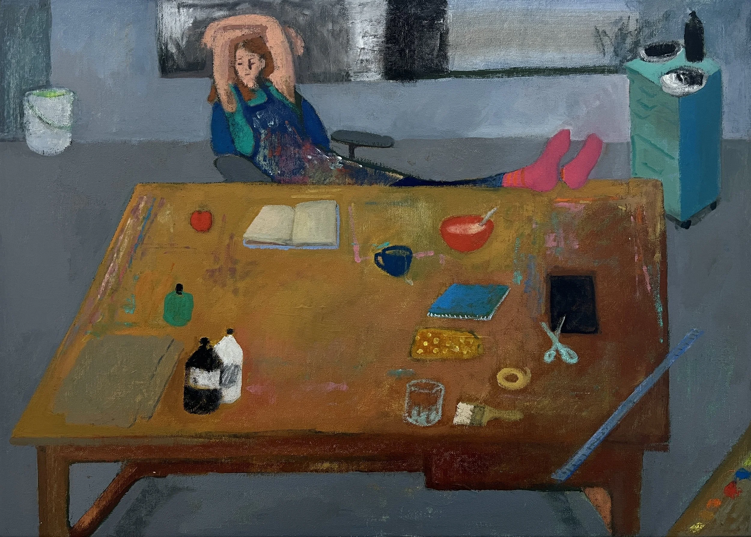 Studio Day, oil on canvas, 20" x 28" 