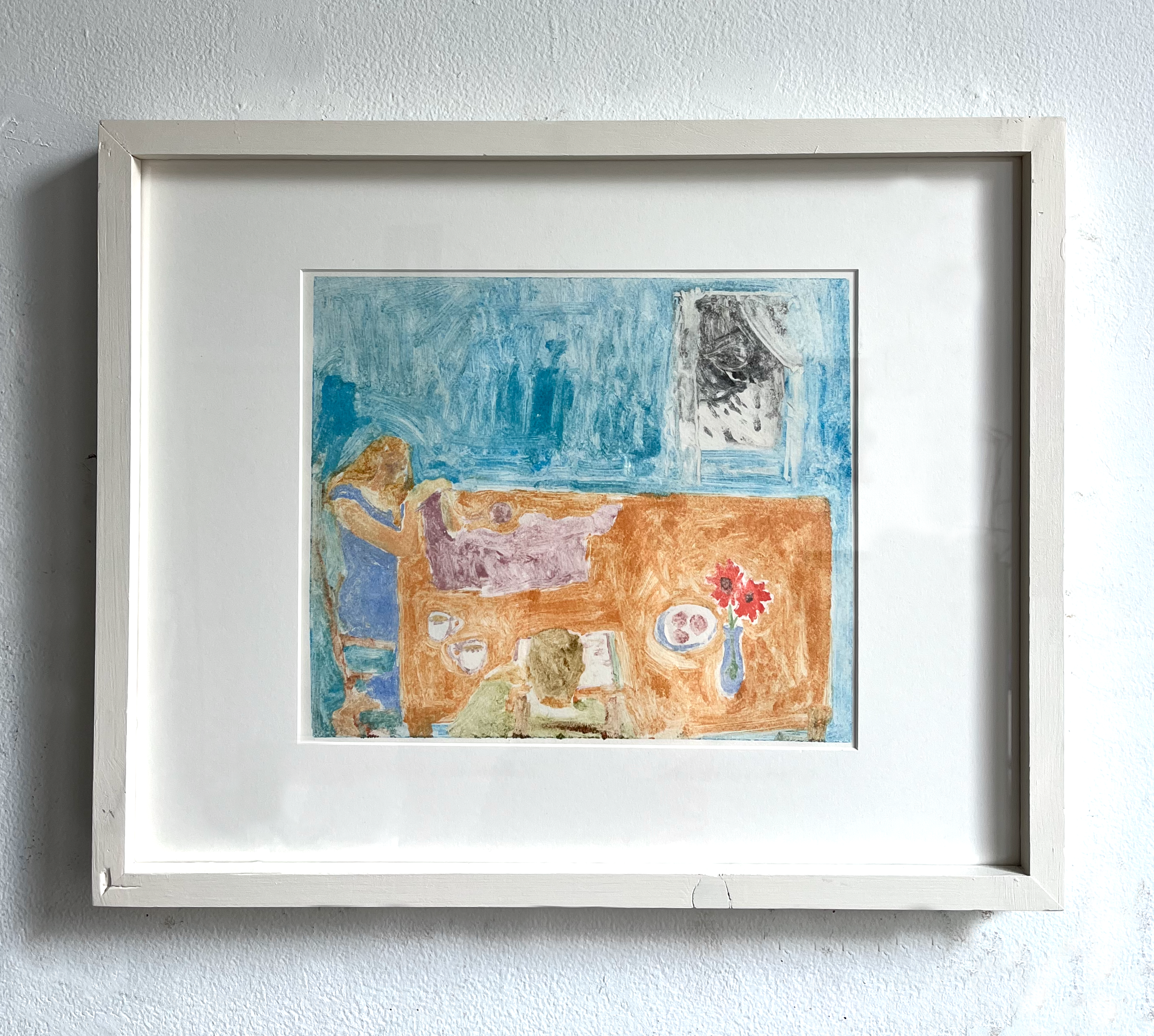 Morning Together, oil paint monotype, 12” x 15” (image) 16” x 20” (frame), 2025