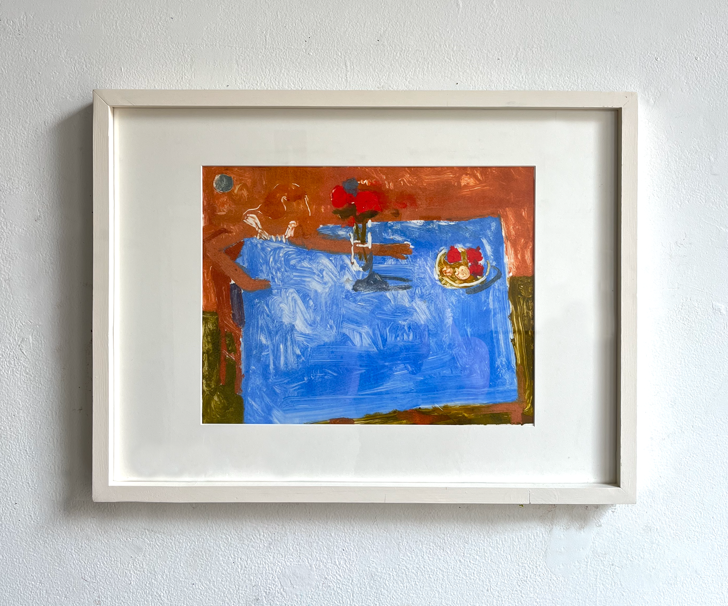 Reaching for Fruit, oil paint monotype, 16” x 20” (image) 18” x 24” (frame), 2025