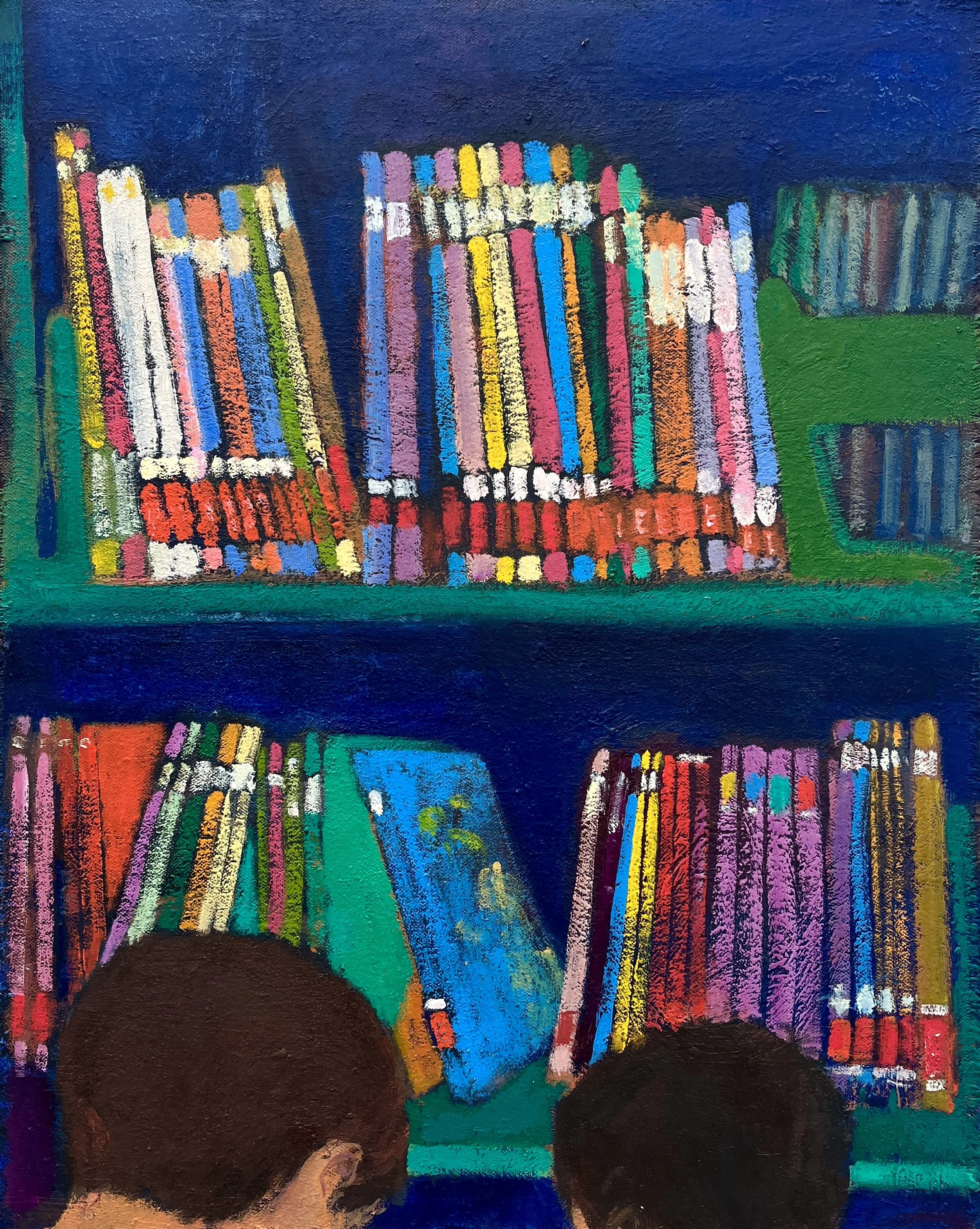Easy Reading, oil on mounted canvas, 18” x 14” 