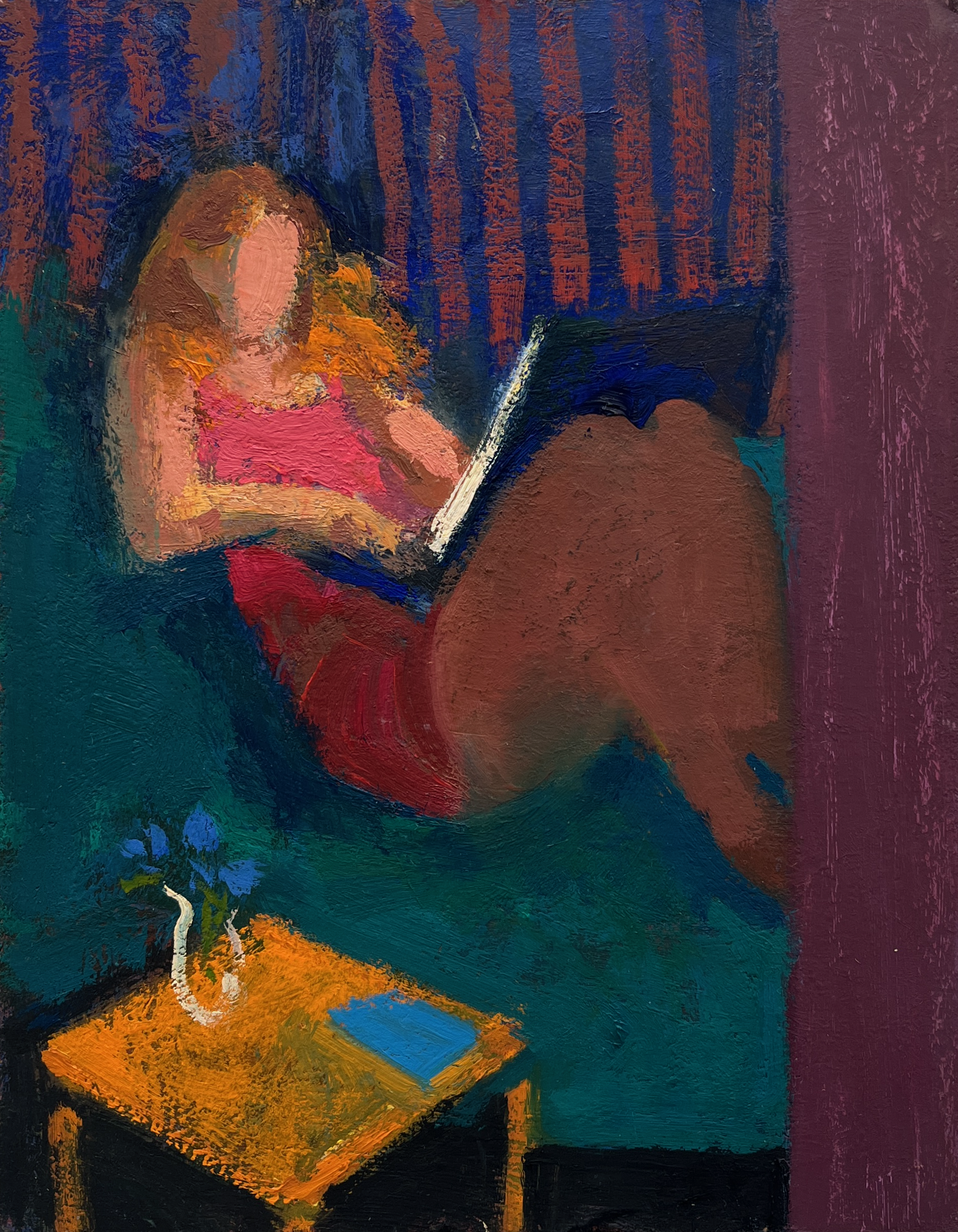 Job Search, oil on board, 10” x 8"