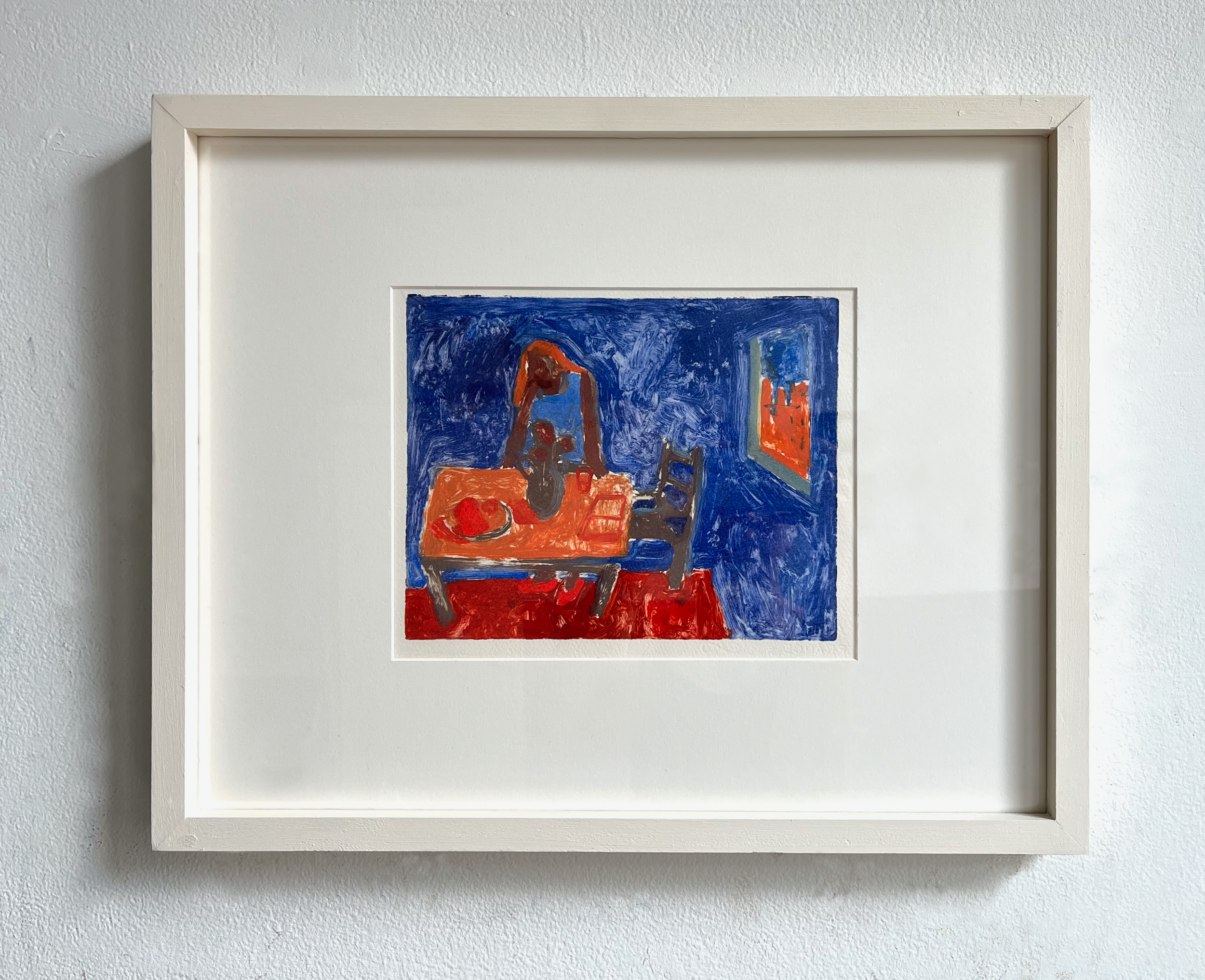 Table for One, oil paint monotype, 8” x 10” (image) 16” x 20” (frame), 2025