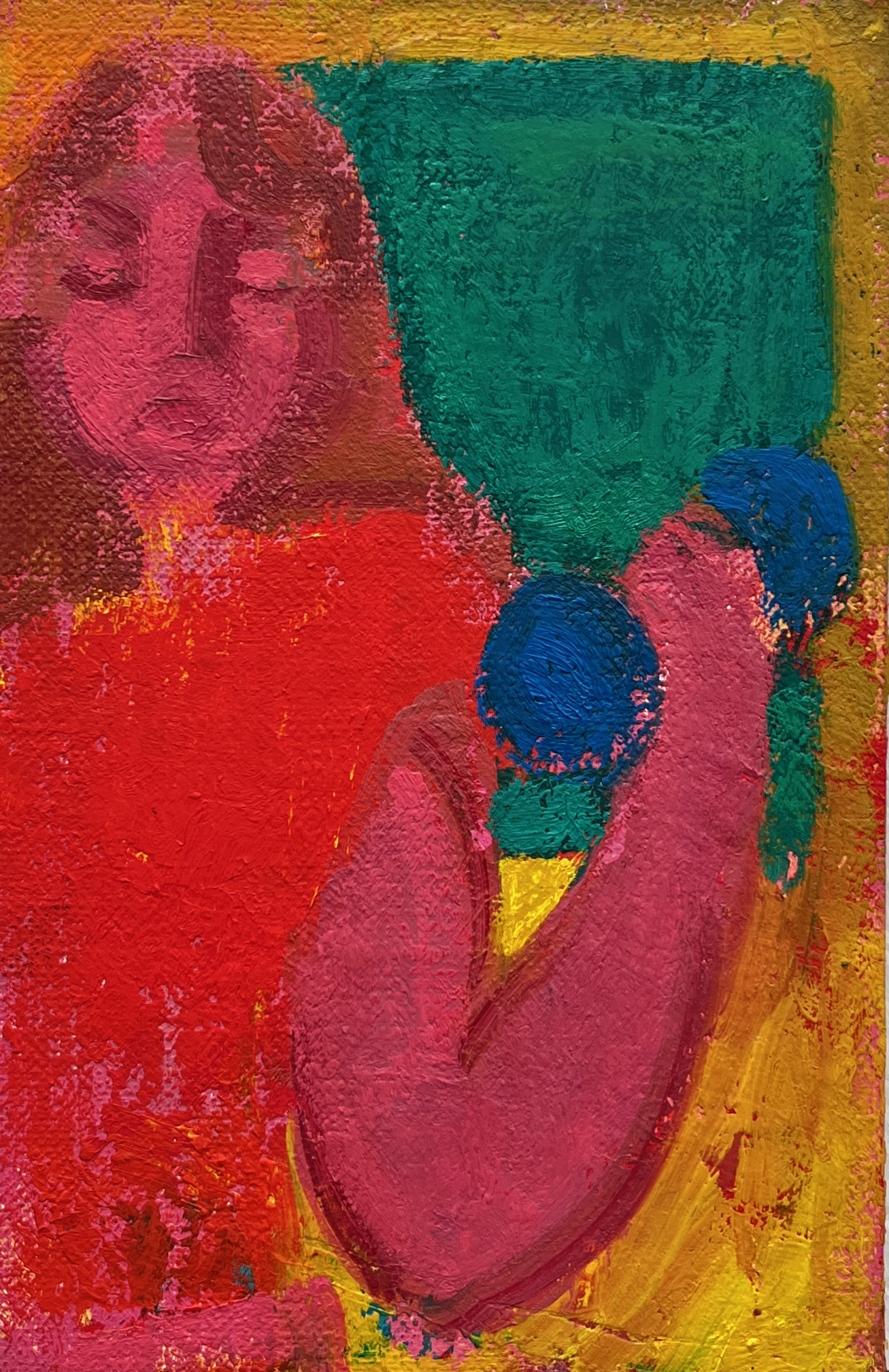 Pull Day, oil on mounted linen, 6” x 4” 