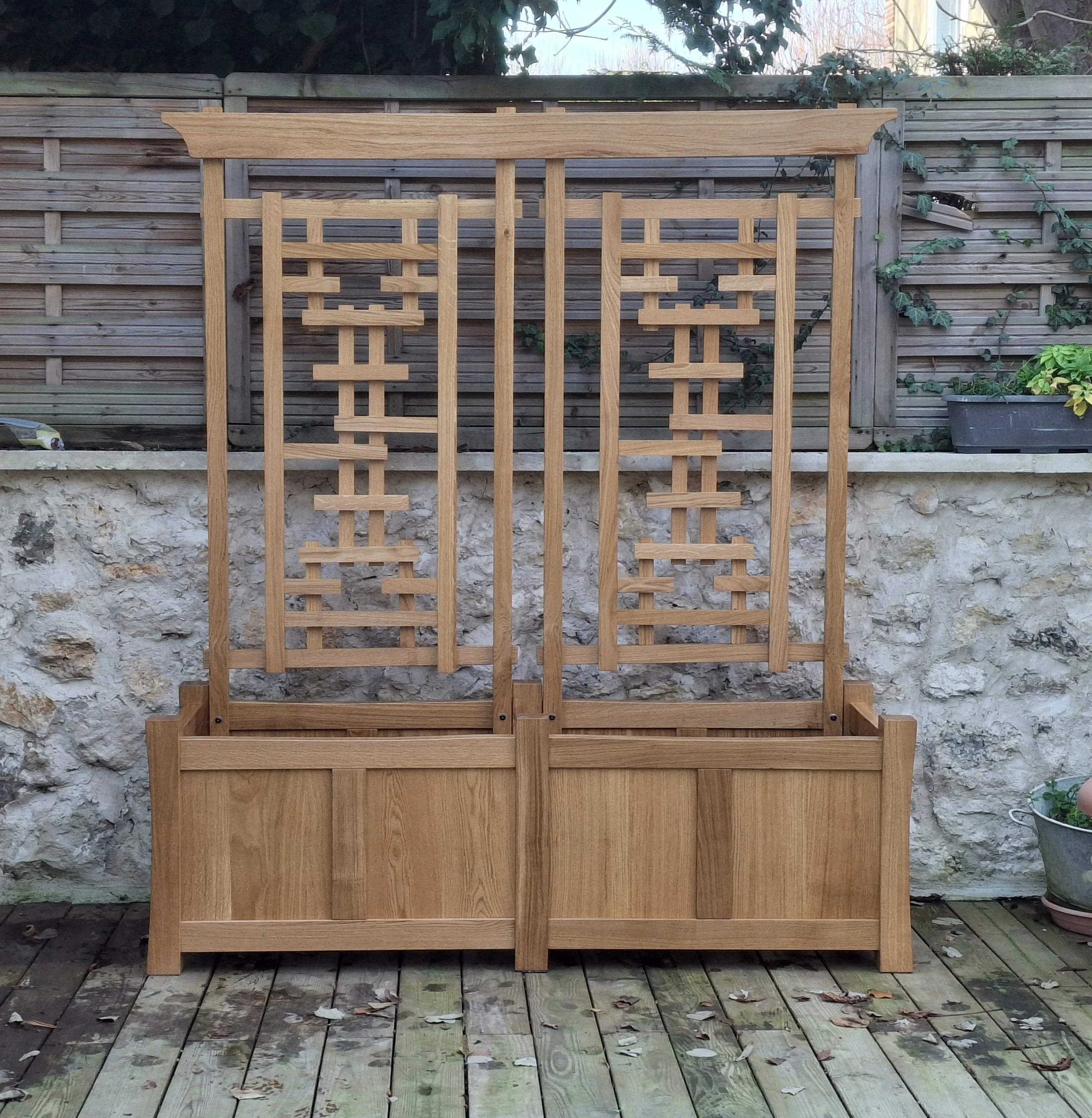 Double Cache pot avec treillage asiatique sur mesure