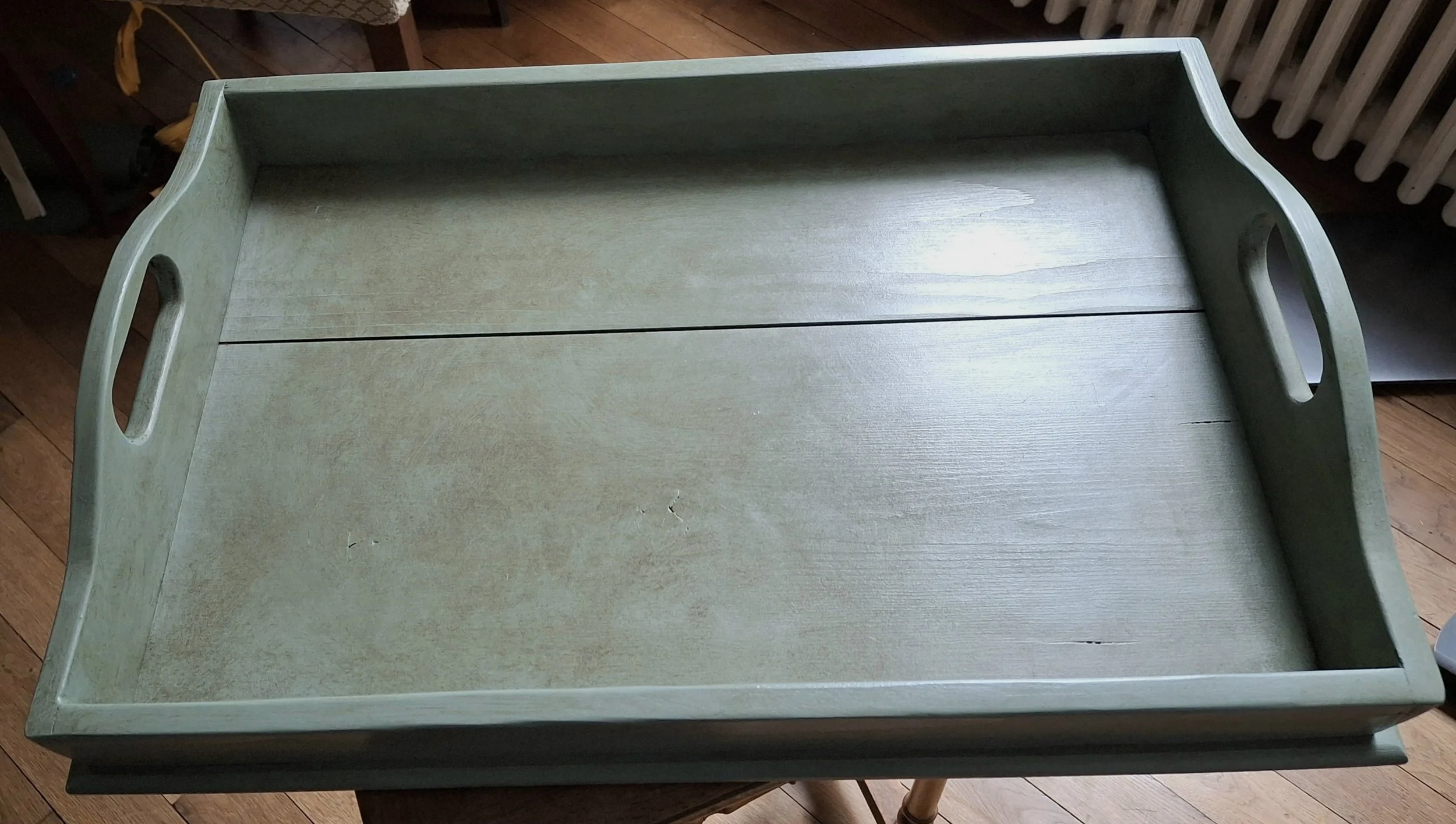 Plateau "Un dimanche à la campagne" vert patiné