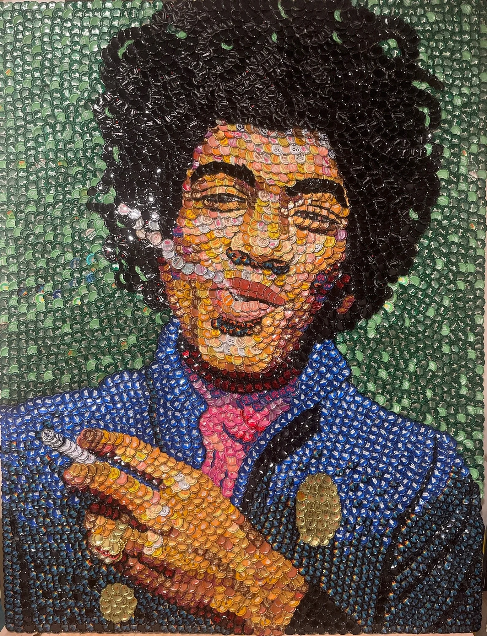 JIMI HENDRIX MOSAIC PORTRAIT
Molly B. Right bottle cap art

