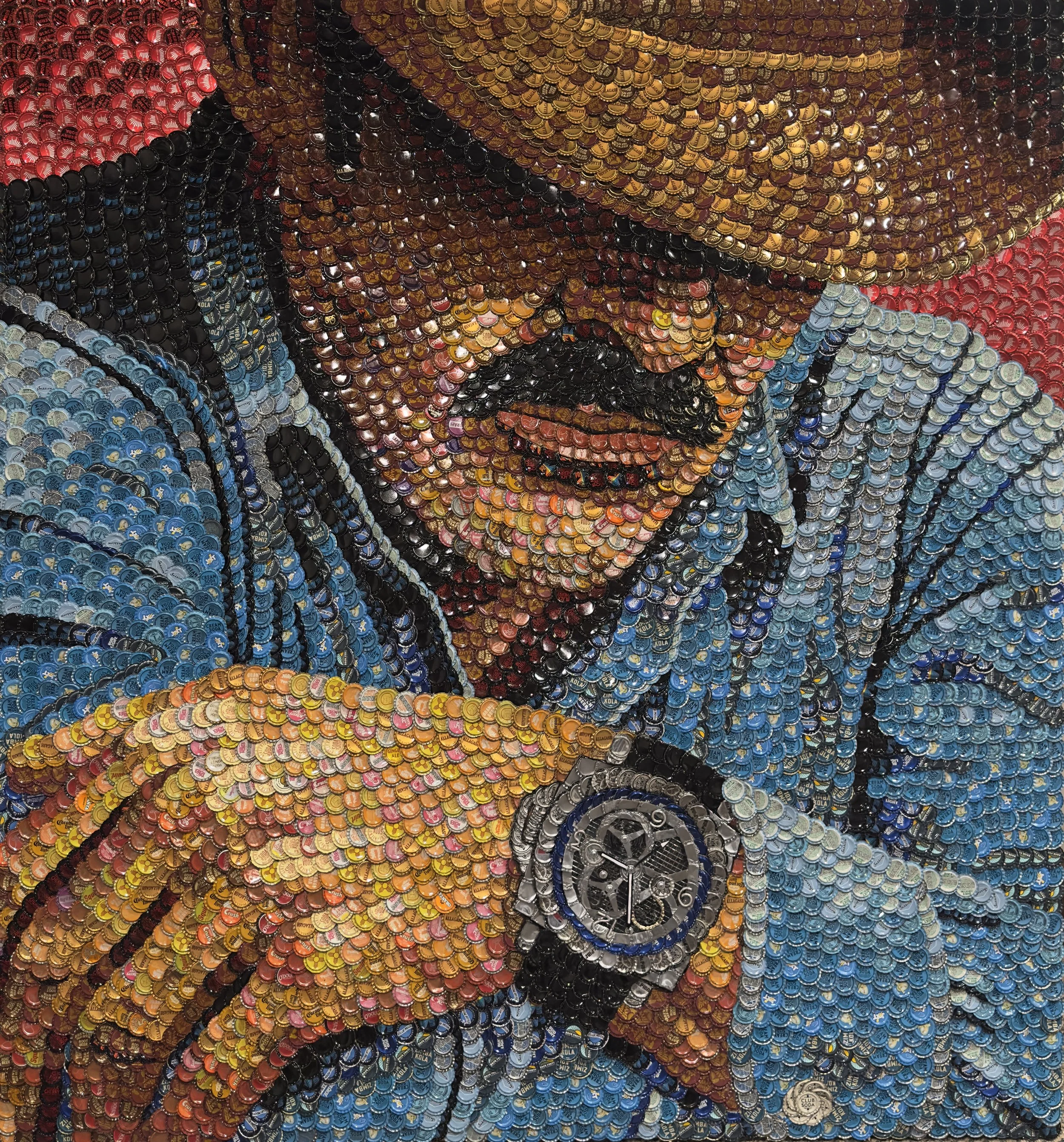 MYSTERIOUS MAN WITH PANERAI WATCH
Molly B. Right bottle cap art