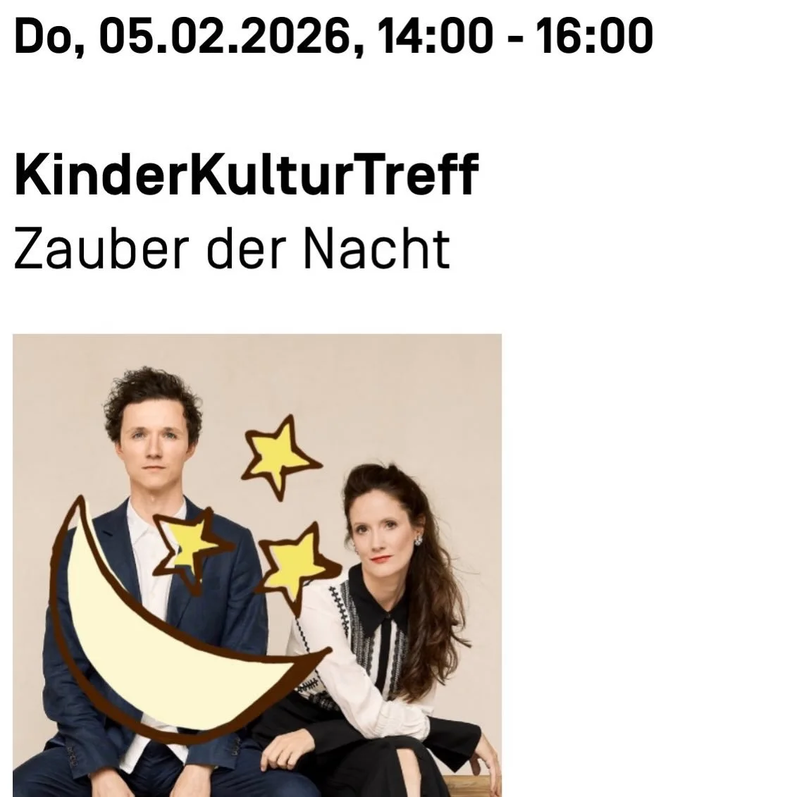 ZAUBER DER NACHT #KINDERKULTUR

Ein grosses kleines - erstes - Herzensprojekt f&uuml;r unser j&uuml;ngstes Publikum. &hearts;️💫🎠

Donnerstag, 5. Februar, 14 Uhr 
Zeughaus Kultur Brig @zeughauskulturbrig 

Freut euch auf einen Nachmittag voller Ster
