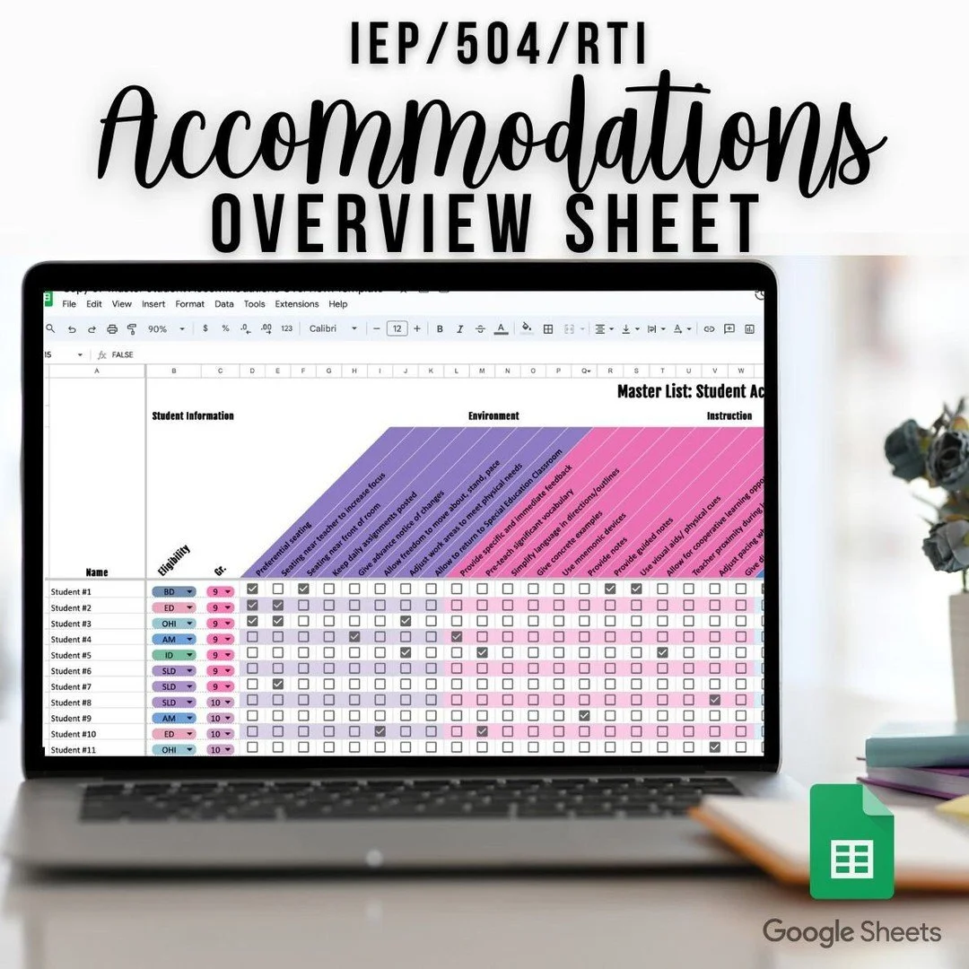Sizzling hot deal! IEP Accommodations Overview Sheet: Special Education Tracking (Google Sheets), available at a unbeatable price of $6.99 Ignite the town!
#SpedTeacher #IepAccommodations #Accommodations #TeacherTools #IepAccommodation #IepStudent #I