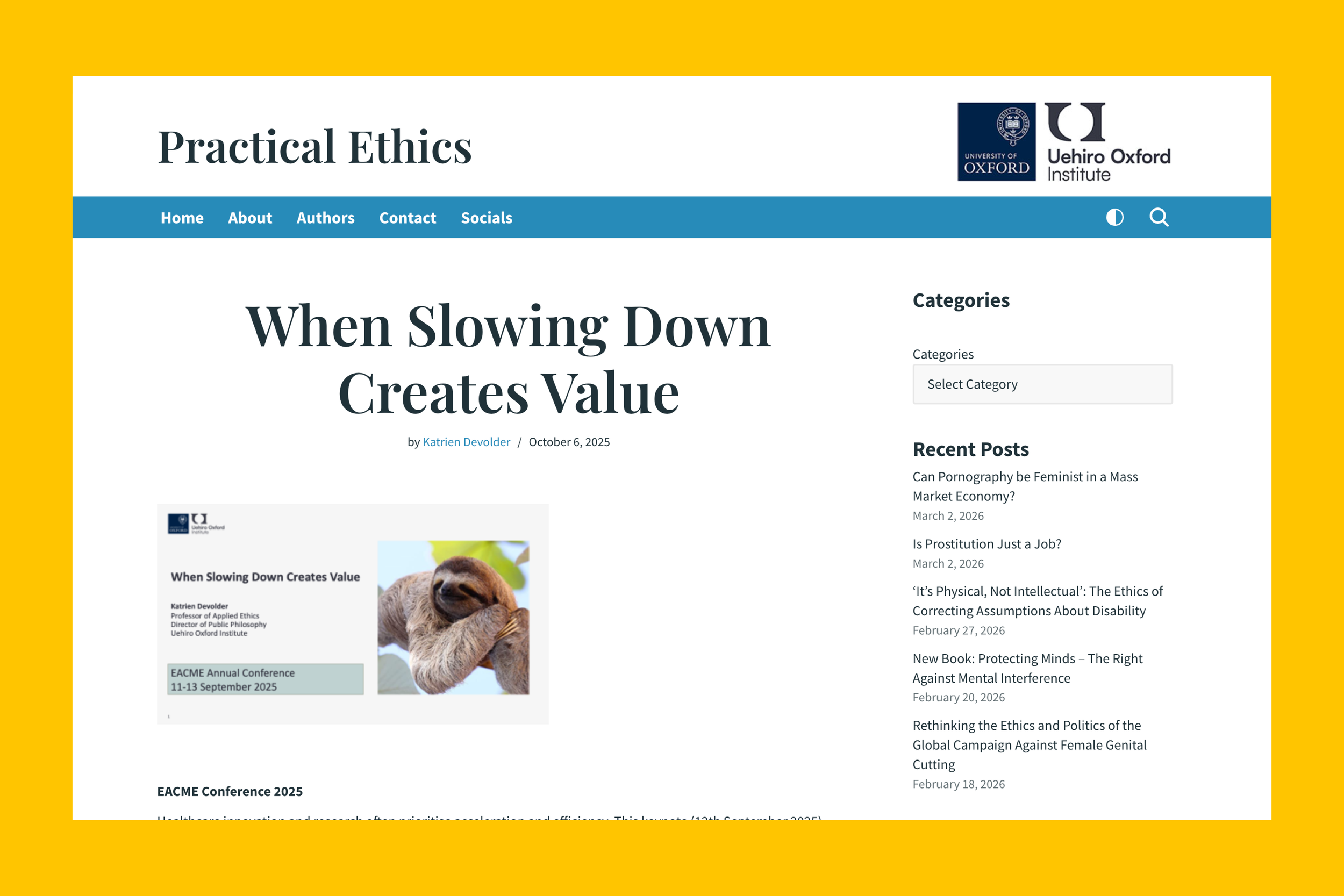 The Uehiro Blog of Practical Ethics