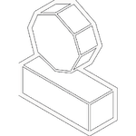 A black and white illustration of a stamp with a rounded top and rectangular base.