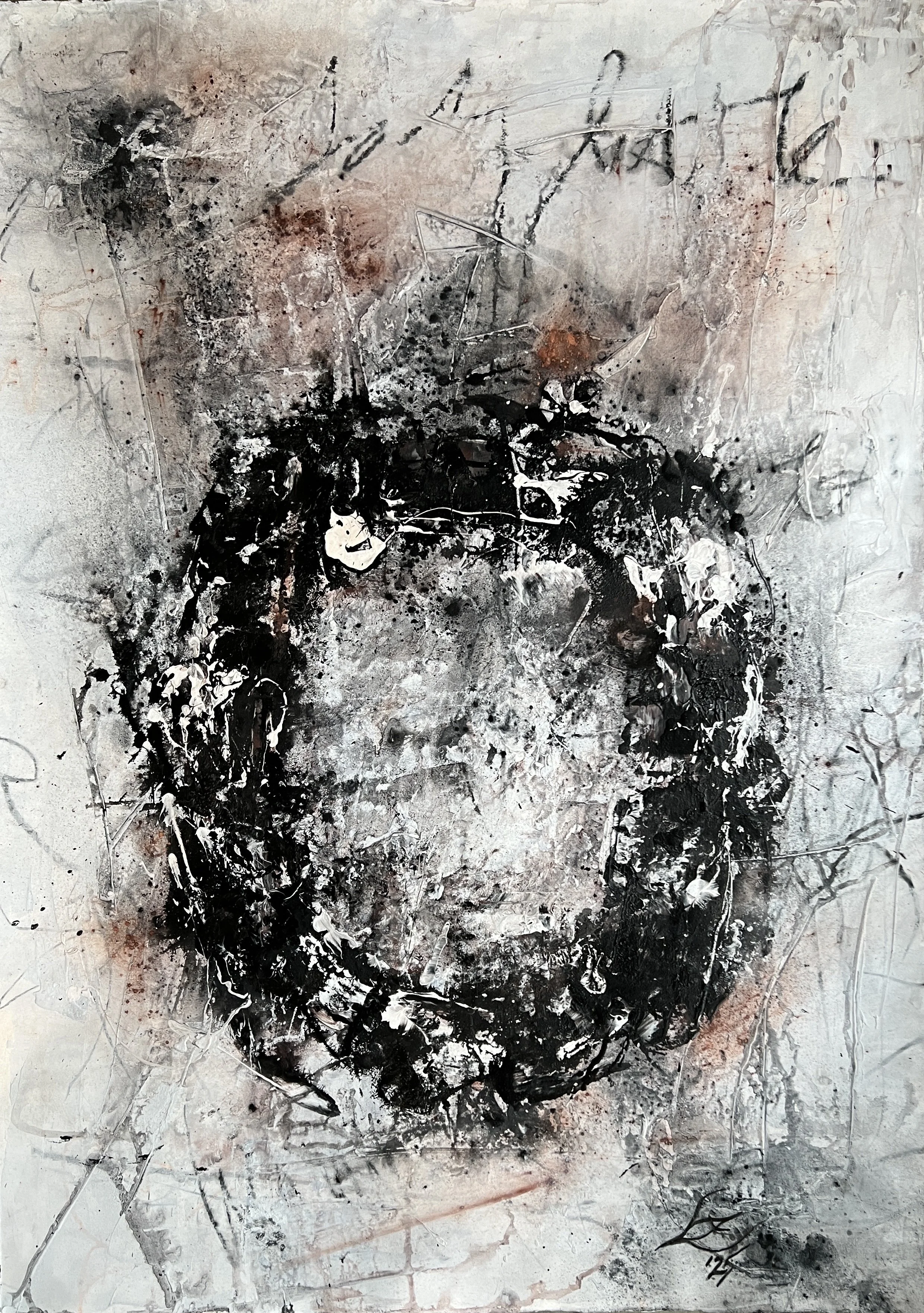 A-VOID, mixed media on paper, 41.5"x29.5"