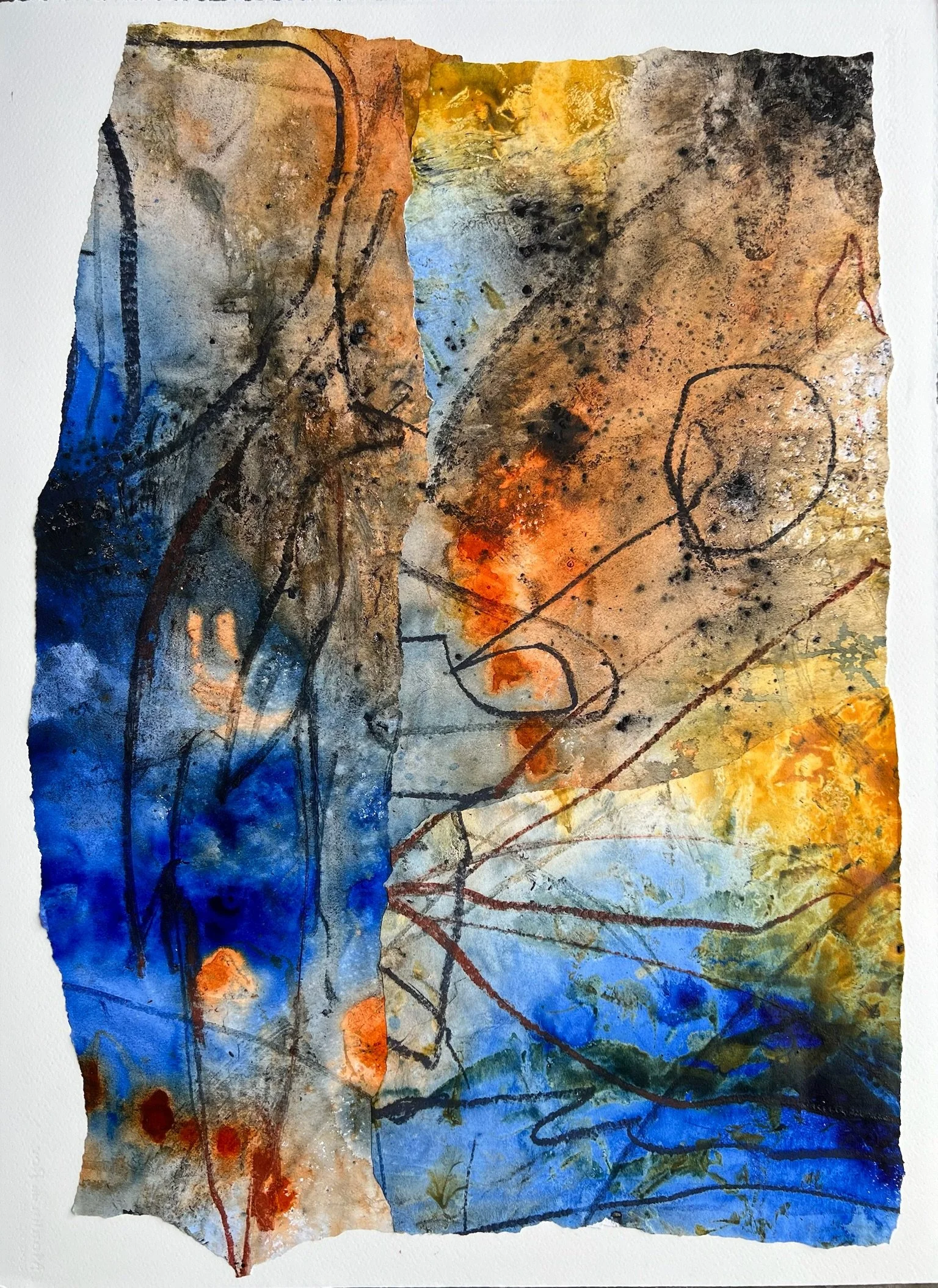 INTER-SPECIES COMMUNICATION, mixed media collage on paper, 30"x22"  (sold)