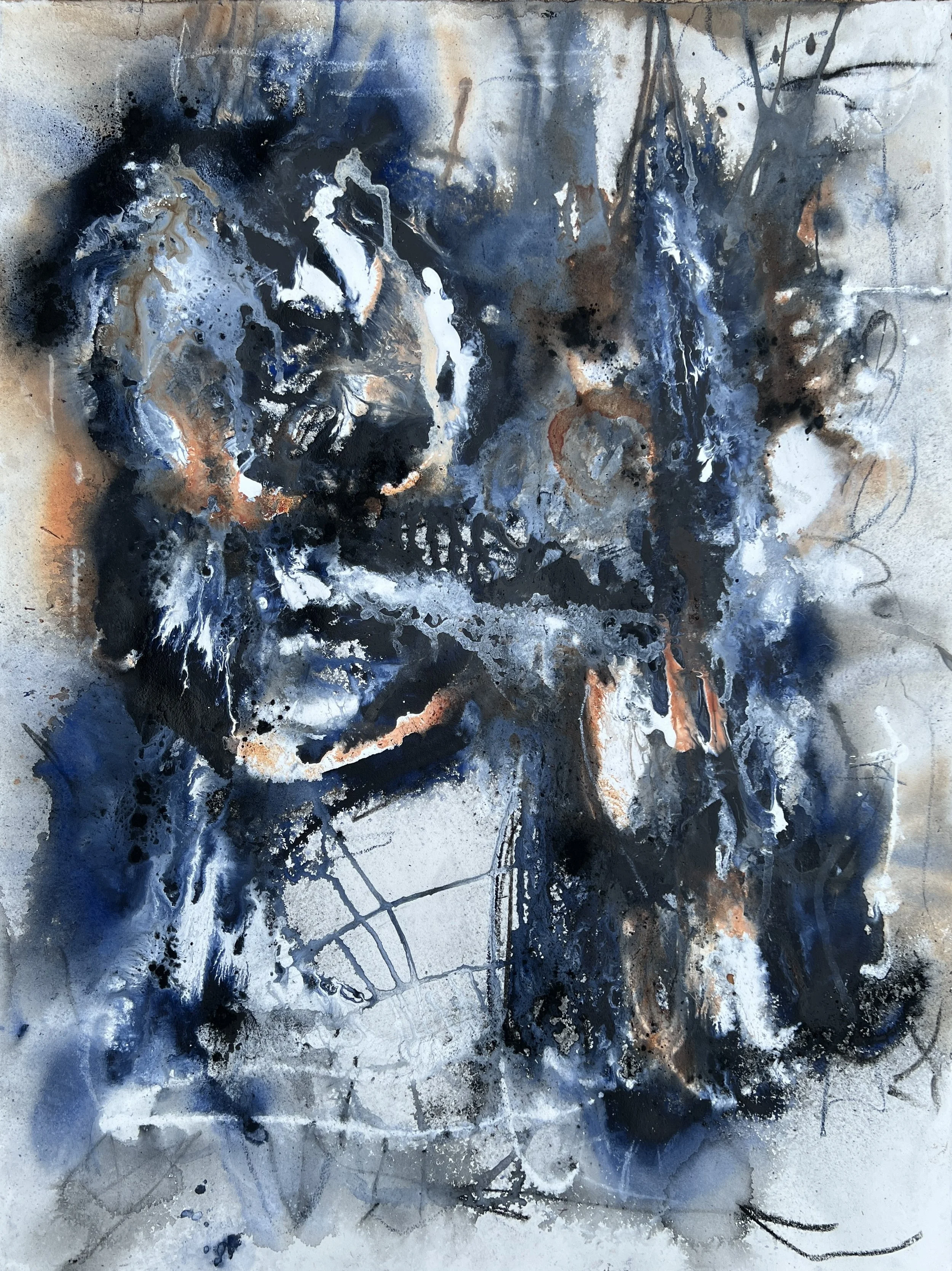 UNTITLED, mixed media on paper, 30"x22"