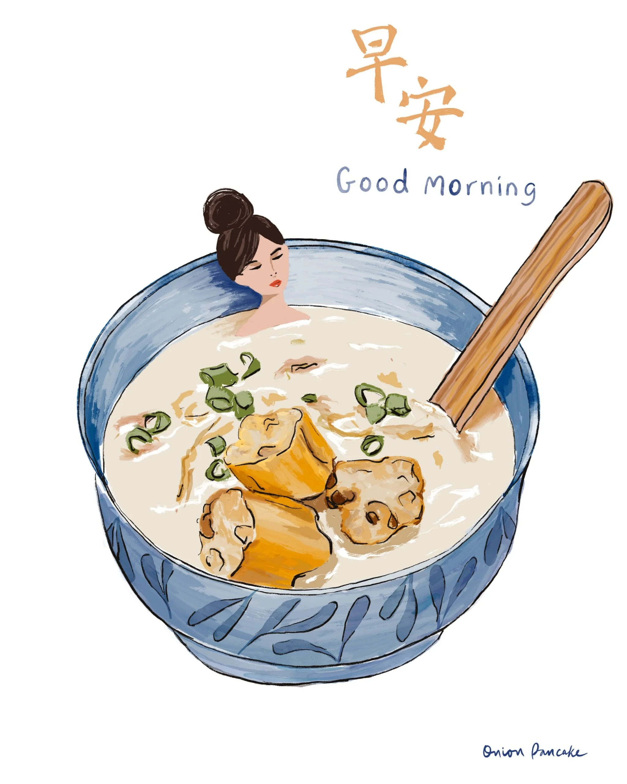 Going back to my roots &mdash; and starting with breakfast. 🥢✨

I asked you what I should draw next, and you voted for Taiwanese breakfast! So here we are &mdash; starting with one of my favorites: salted soy milk (鹹豆漿) with youtiao (油條)

This one f