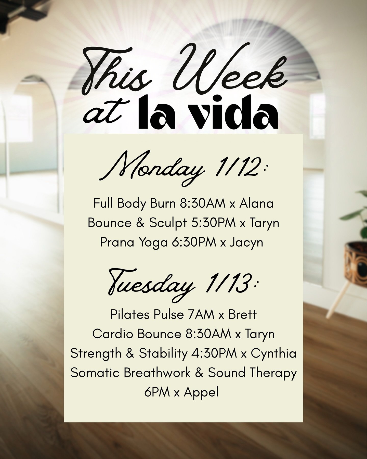 Here&rsquo;s what&rsquo;s happening at La Vida Fitness &amp; Wellness this week ✨

Consistency starts with a plan &mdash; and it&rsquo;s even better when we do it together.
Take a look at the week ahead and choose what fits your life right now.

A fe