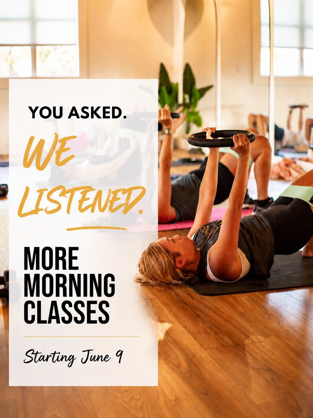 You asked for more morning options&mdash;and we listened.

This month, we&rsquo;re adding more morning classes to help you stay consistent through summer. More options, more variety, and more ways to build a routine that works for your life.

✨ Tuesd