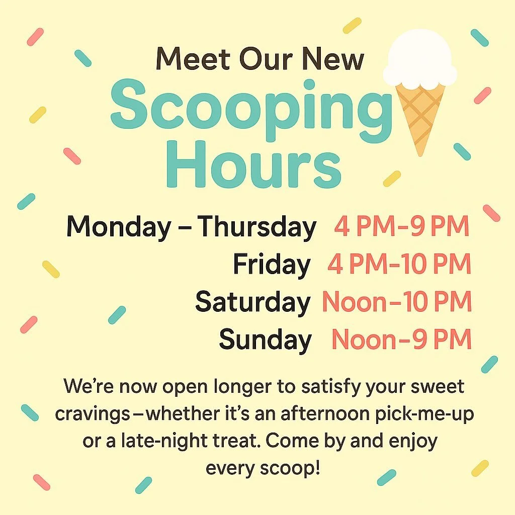 Meet Our New Scooping Hours!
We&rsquo;re now open longer to satisfy your sweet cravings&mdash;whether it&rsquo;s an afternoon pick-me-up or a late-night treat. Come by and enjoy every scoop!❤️❤️🍦🍨 #dantesseriousicecream #denvericecream #westminster