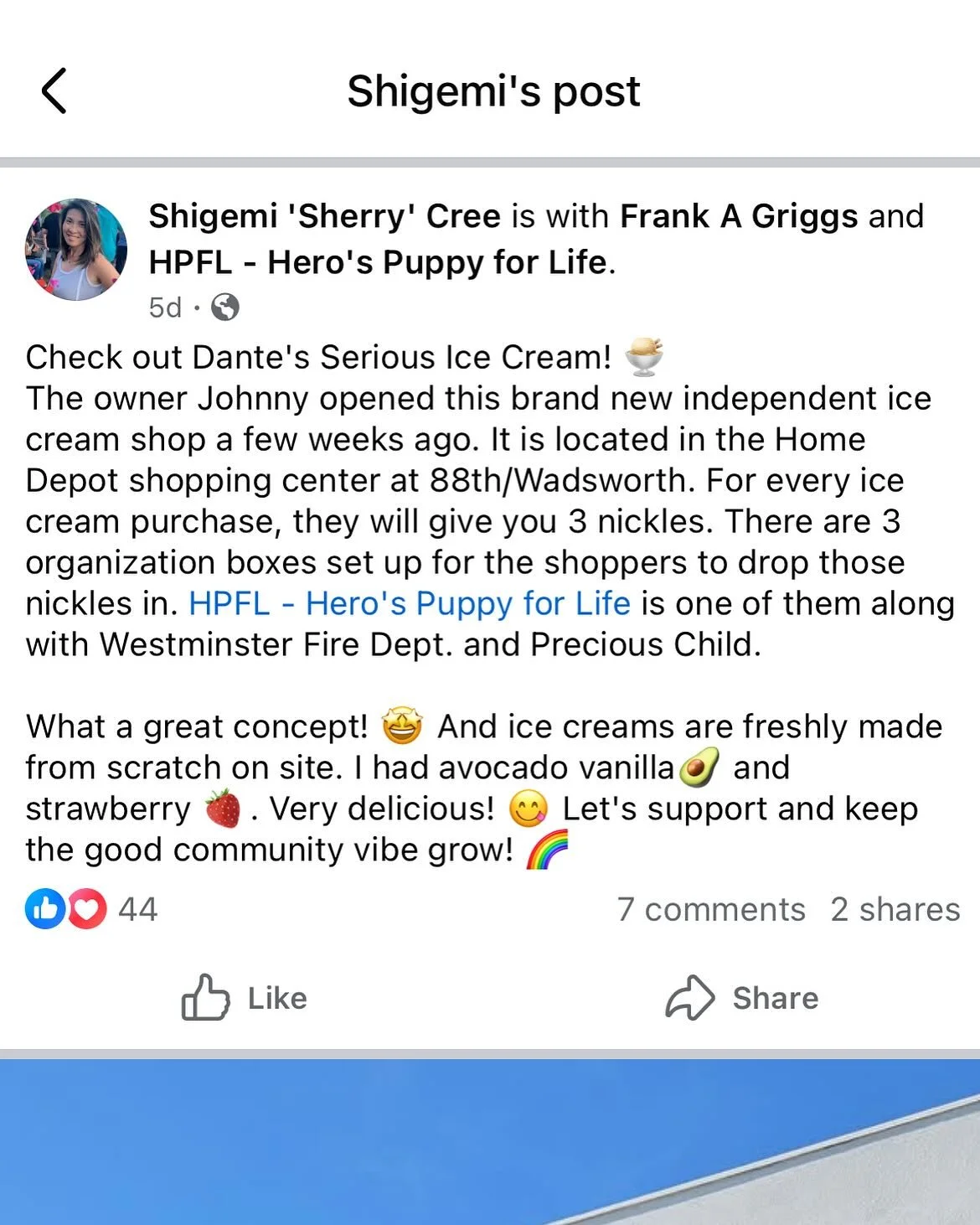 Thank you @shigcree ❤️ Thank you to our amazing community! 🙌 We&rsquo;re beyond excited to give back and grow together. #CommunityStrong #Grateful #dantesseriousicecream #denvericecream #westminstercolorado #icecream #coloradoicecream
