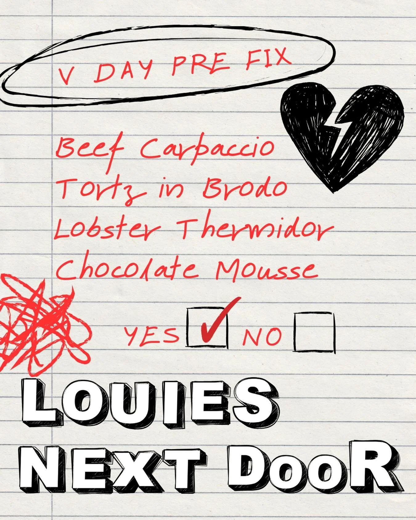Come join us for a pre fix throwback menu with or without wine/cocktail pairings for Valentine&rsquo;s Day. We will also be serving our regular menu as well if you don&rsquo;t wanna kick it old school.  Reservations are filling up so book your table!